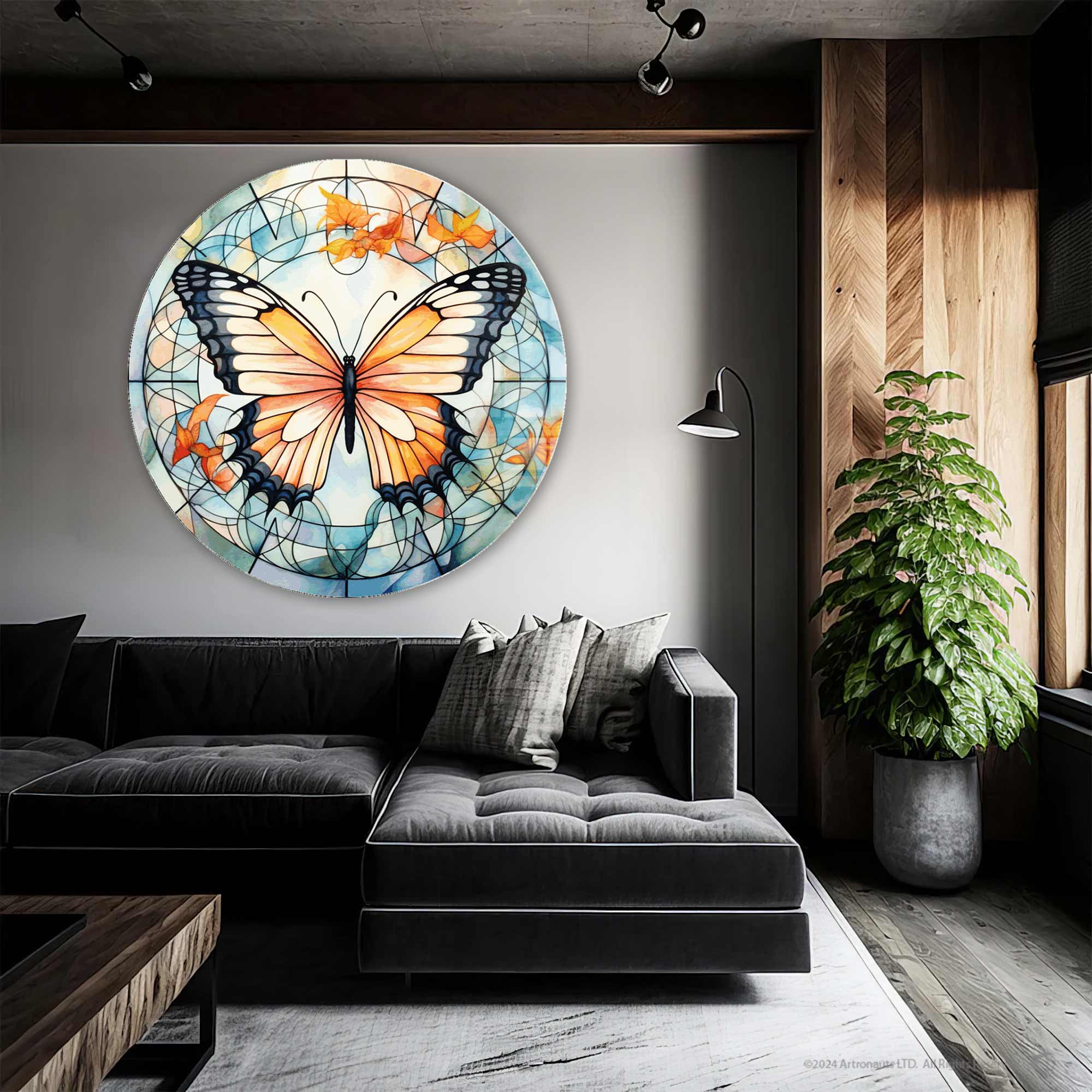 Stained Glass Butterfly Wall Art - Handmade Rounded Glass Decor for Home & Office - Perfect for Living Room, Bedroom, or Gift Giving