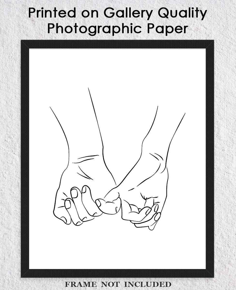 Pinky Swear Hand Sign Line Drawing Abstract Wall Art - Minimalist Boho Home Decor for Living Room, Bedroom & Office - Unframed 8x10 Inch Poster - Perfect for Nursery, Dorm & Gift Giving