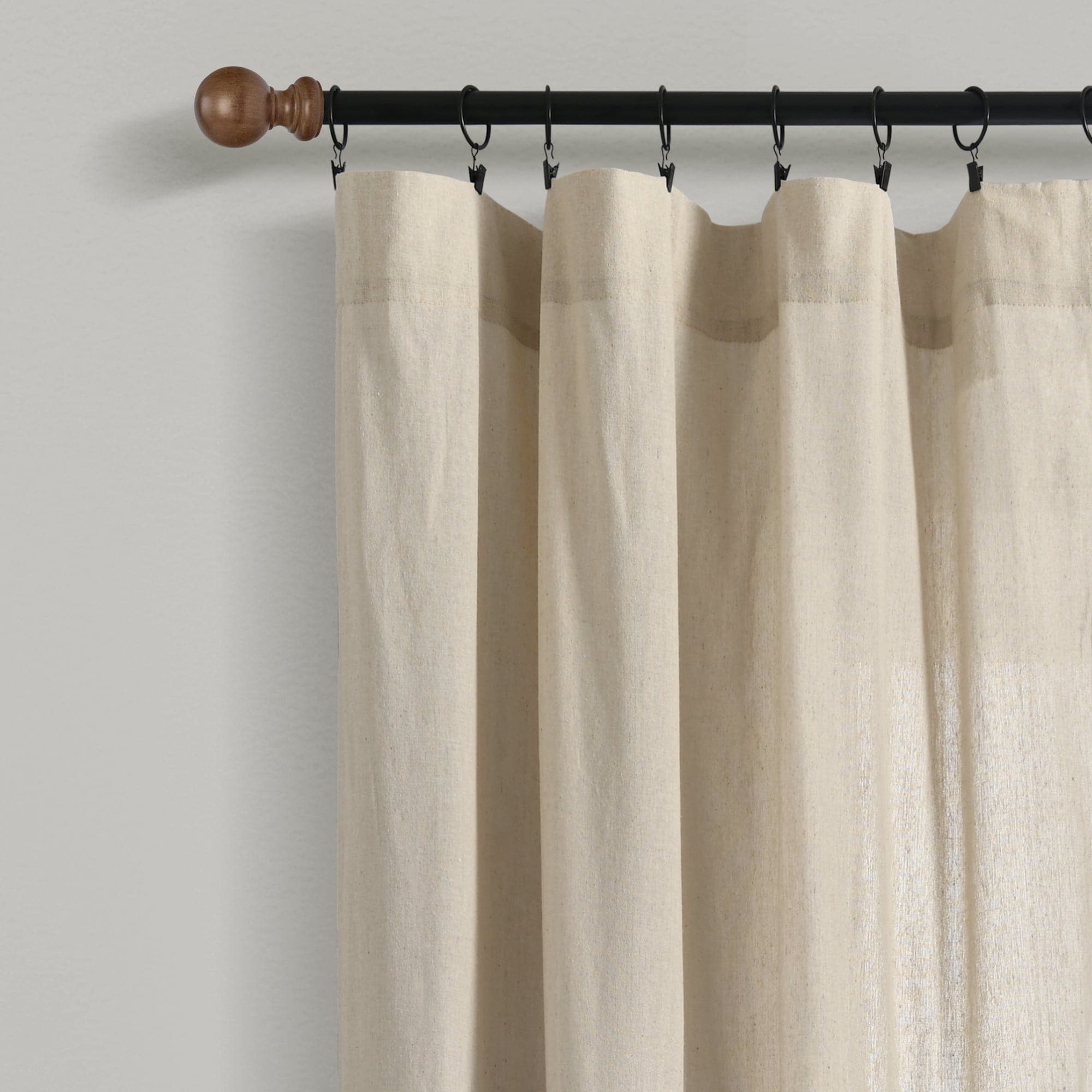 Linen Botanical Garden Window Curtain Panel with Button Details - Elegant Floral Design for Living Room, Bedroom & Home Decor