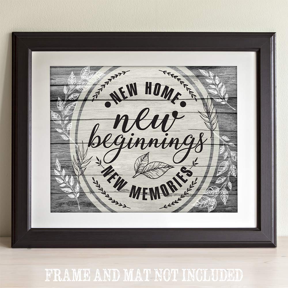 Housewarming Gift for New Home - 11x14 Unframed Black & White Wood Style Art Print - Wall Decor for Living Room, Welcome Home Decor - Perfect for Housewarming Parties & New Home Decorations
