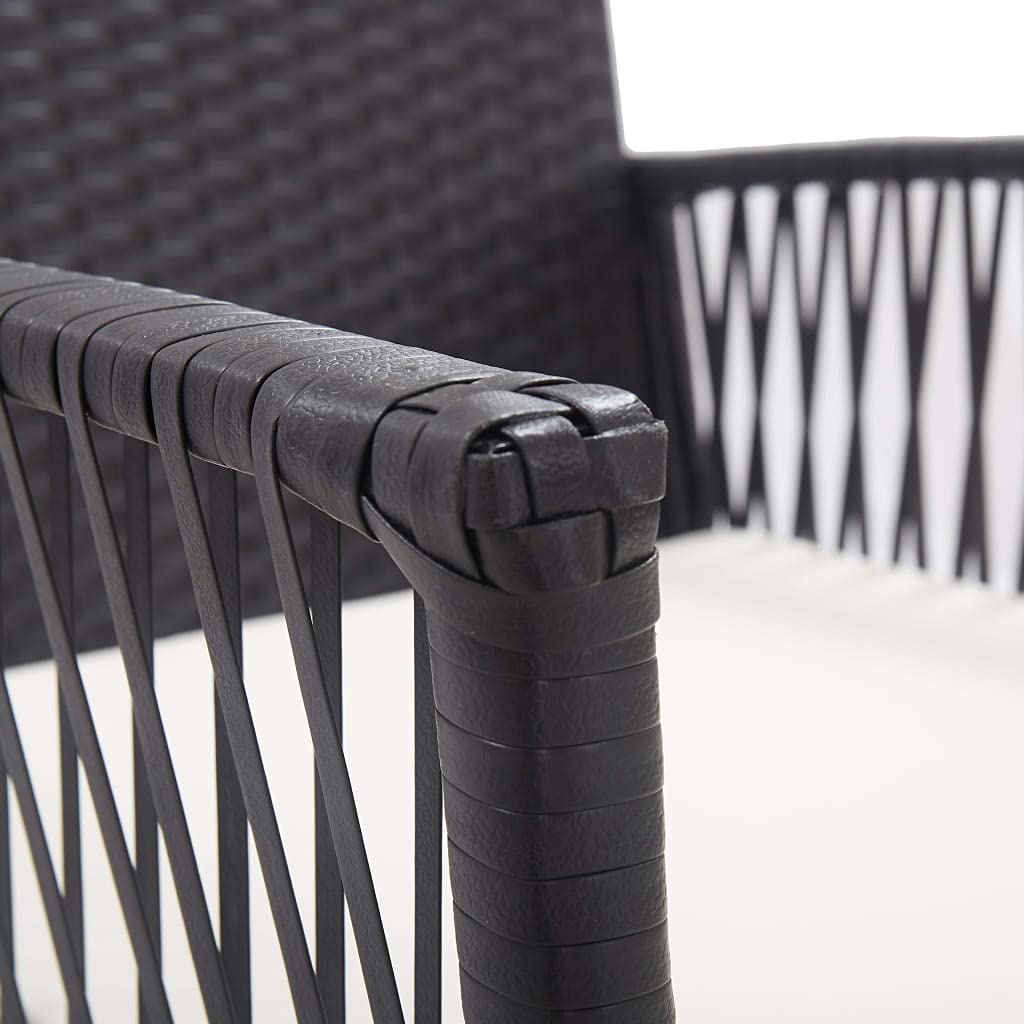 2-Piece Black Poly Rattan Patio Chair Set with Cushions - Outdoor Dining Chairs for Balcony, Garden, Poolside & Lawn - Weather-Resistant Patio Furniture for Relaxing & Entertaining