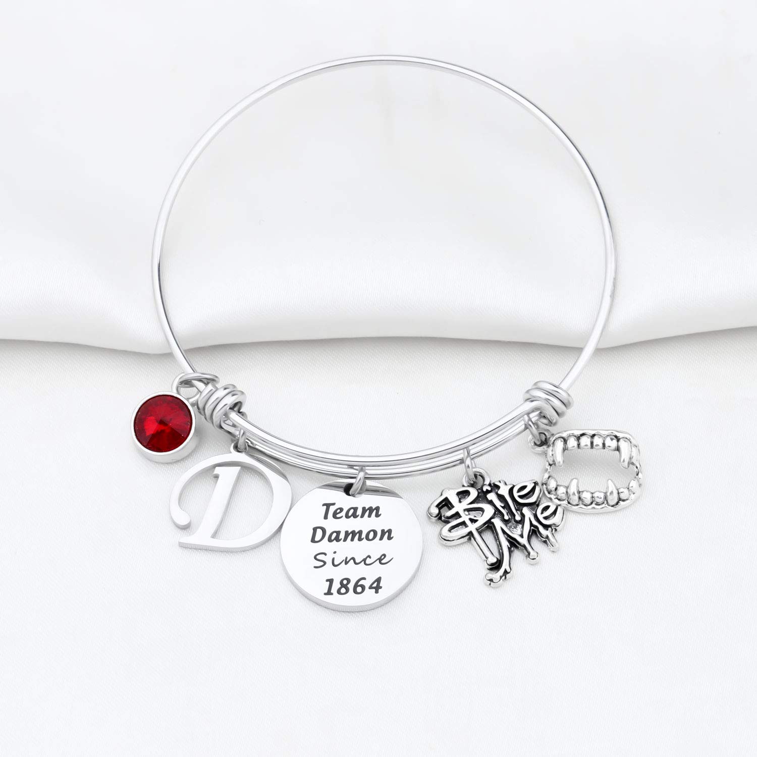CENWA Team Damon/Stefan Since 1864 Vampire Teeth Bracelet - Gothic Jewelry for Women, Vampire Diaries TV Show Fan Gift, Perfect for Cosplay, Halloween & Vampire Themed Parties