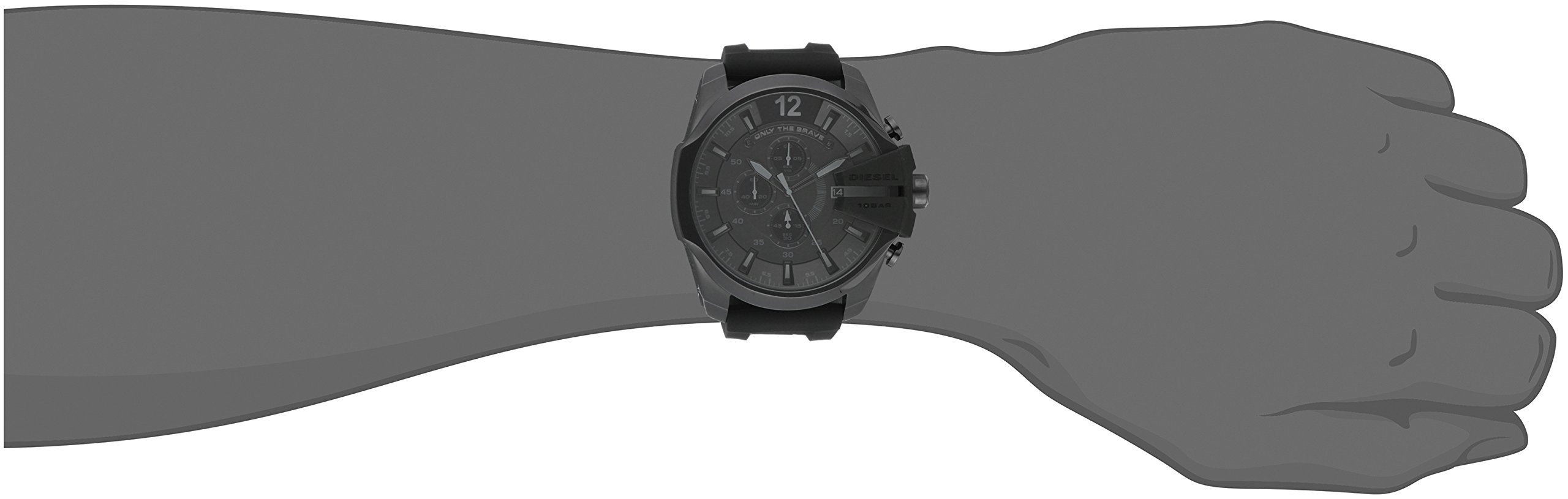 Diesel Mega Chief Men's Chronograph Watch - Stainless Steel & Silicone Band, Grey & Black (Model DZ4378) | Waterproof, Durable for Outdoor, Business & Casual Wear