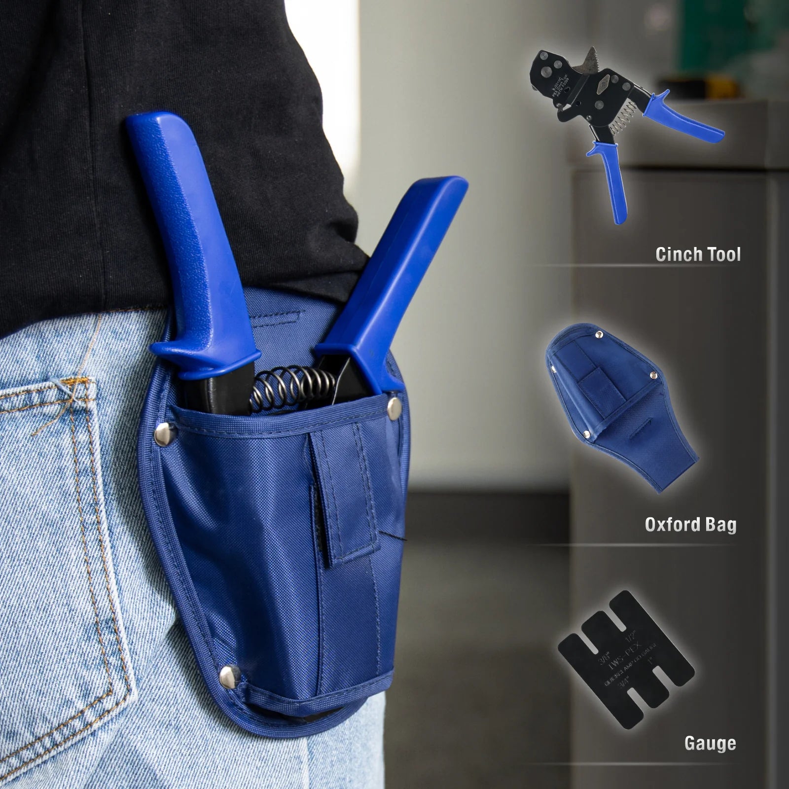 One-Handed Ratchet PEX Clamp Tool for 3/8
