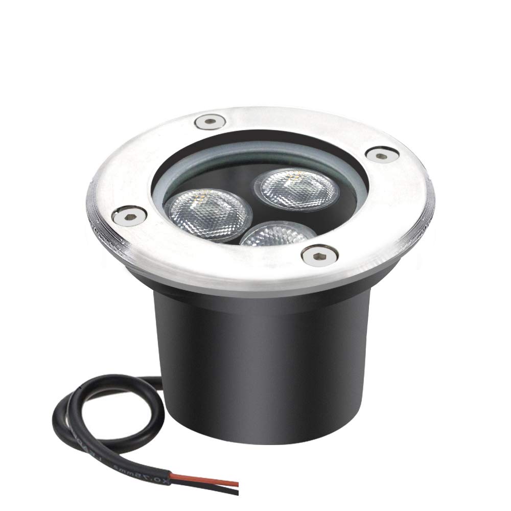 3W LED In-Ground Lights, Outdoor Landscape Lighting, Pathway Lights - Warm White 300 Lumens, Waterproof IP67, Low Voltage 12V/24V for Driveway, Deck, Steps, Garden - Perfect for Patio, Walkway & Yard Illumination (1 Pack)