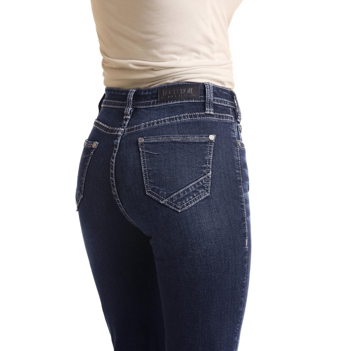 Rock & Roll Vintage High Rise Denim Jeans for Women - Dark Wash Retro Style (W8H4165) | Perfect for Casual Outfits, Concerts & Night Out
