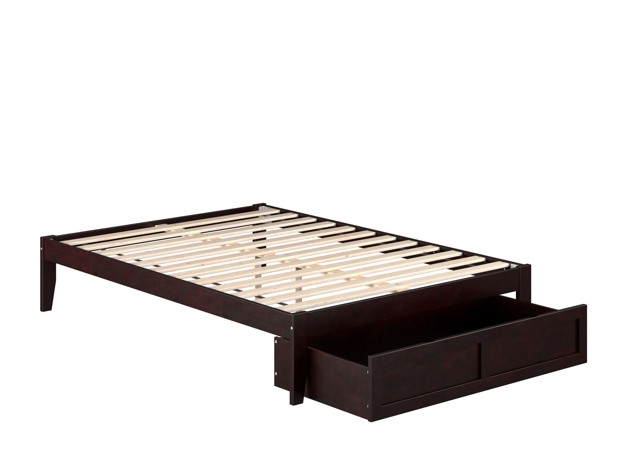 AFI Colorado Full Size Platform Bed with Storage Drawer & USB Charger - Espresso Finish Modern Bedroom Furniture for Small Spaces & Studio Apartments
