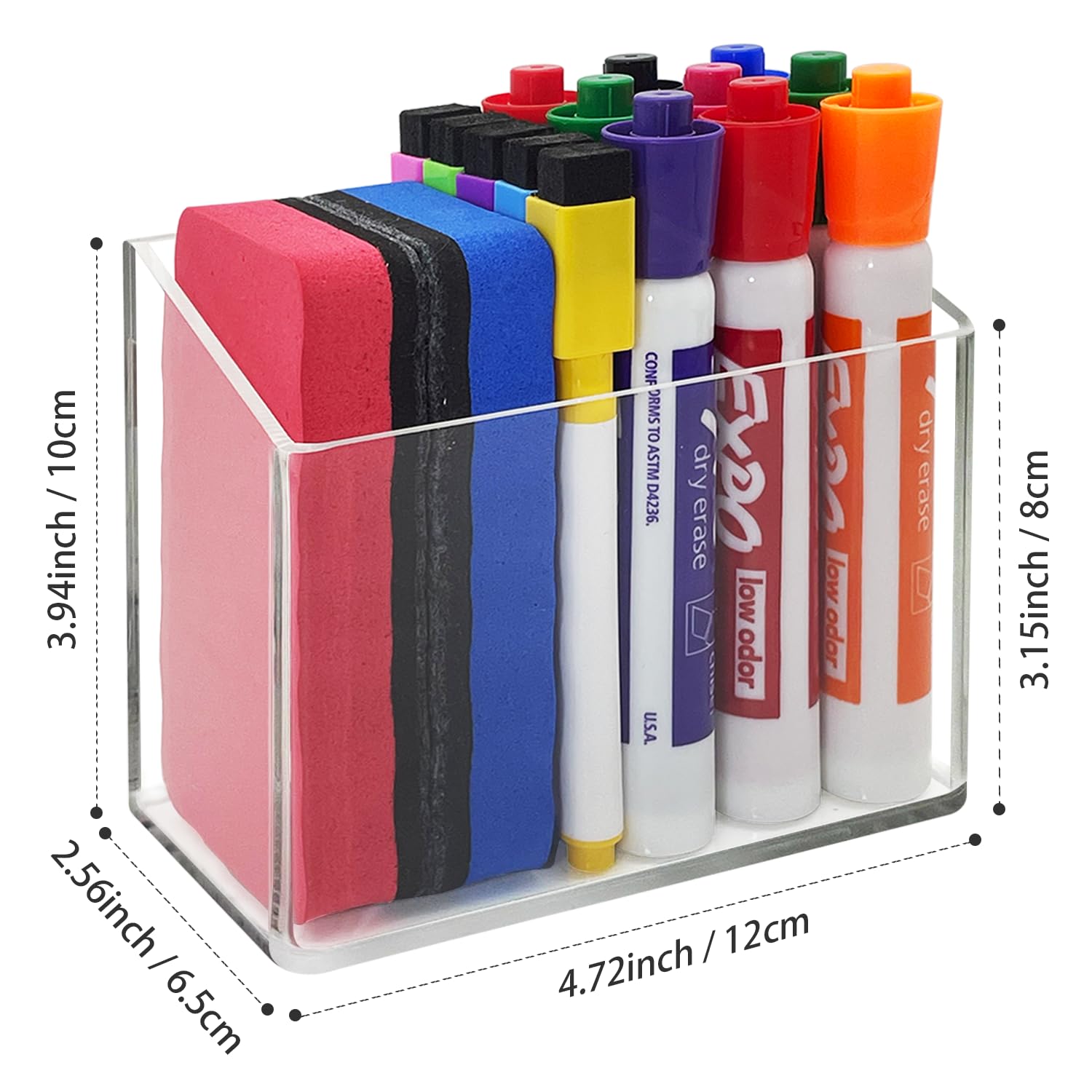 Magnetic Glass Whiteboard Pen Holder - Dry Erase Marker Organizer for Fridge, Office & Home Use - Strong Magnet for Whiteboards, Refrigerators & Metal Surfaces - Perfect for Kitchen, Classroom & Workspace Organization (1 Pack)