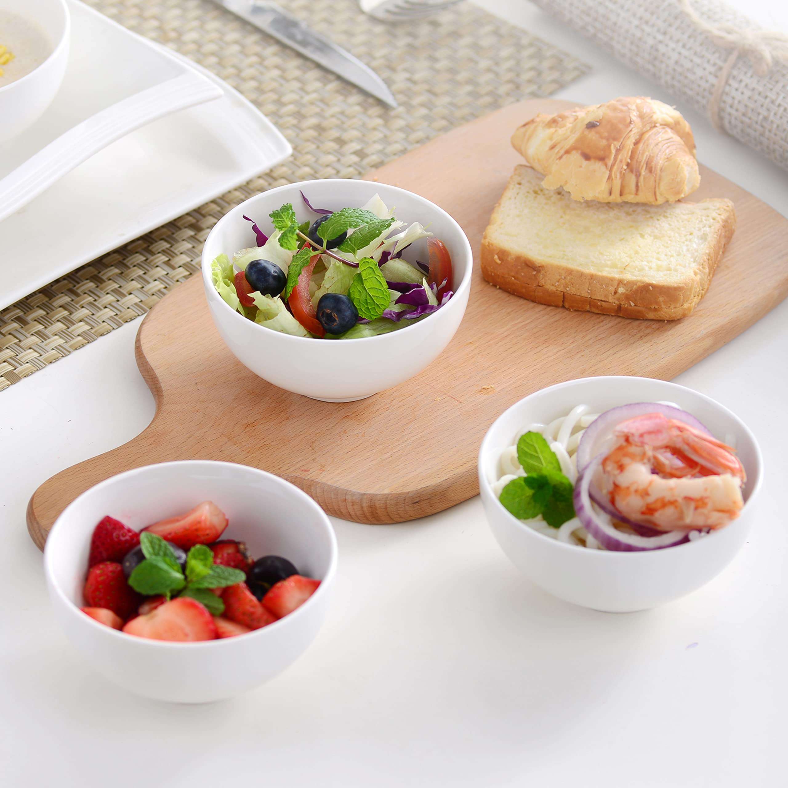 8-Pack 10oz White Porcelain Bowls - Dessert, Ice Cream & Snack Bowls for Kitchen, Dishwasher Safe