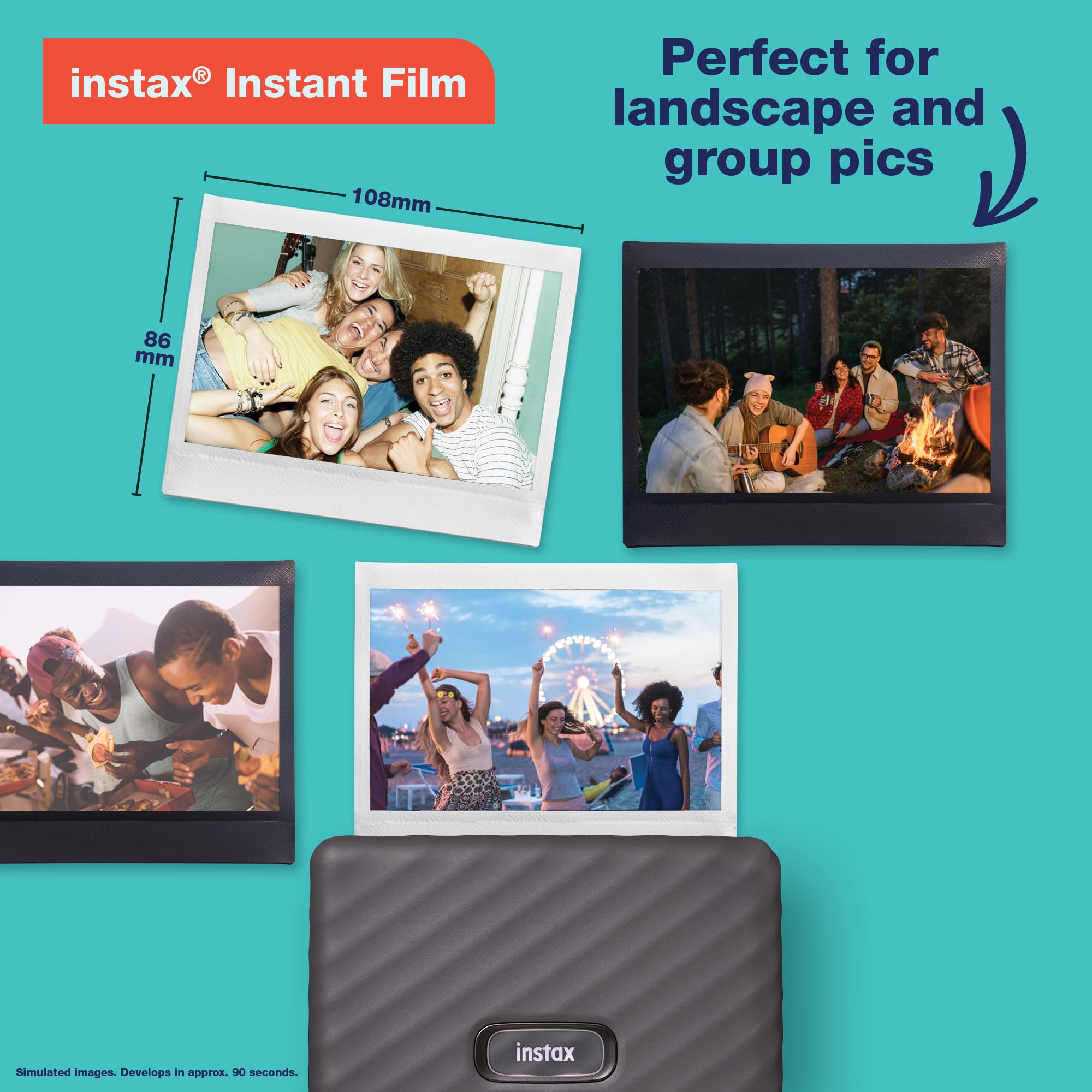 Fujifilm Instax Link Wide Instant Photo Printer - Print Polaroid-Style Photos in Ash White | Perfect for Travel, Parties & Scrapbooking