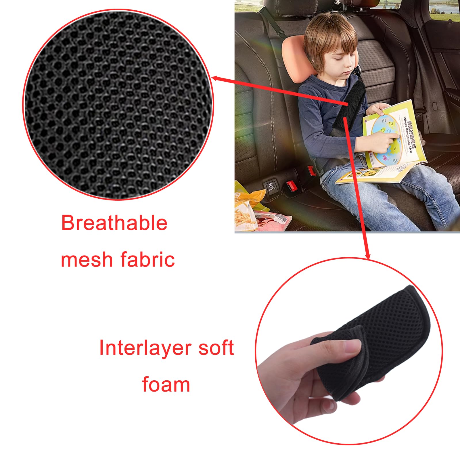 2 Pack Universal Car Seat Strap Covers - Soft Shoulder & Neck Pads for Baby & Kids - Comfortable Seat Belt Protectors for Long Rides, Travel, and Daily Commute