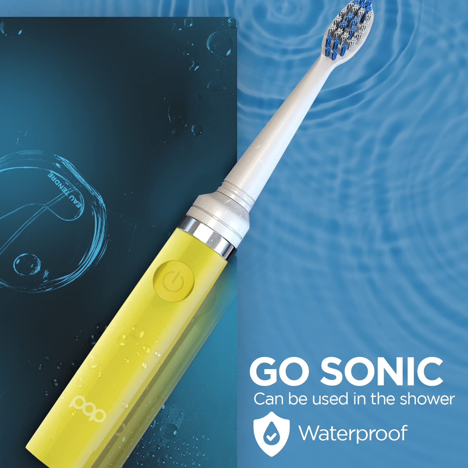 Pop Sonic Electric Toothbrush for Kids & Travel - Rechargeable AAA Battery, 2 Speed Modes (15,000-30,000 RPM), Soft Dupont Nylon Bristles, Yellow - Perfect for Daily Oral Care & Family Trips