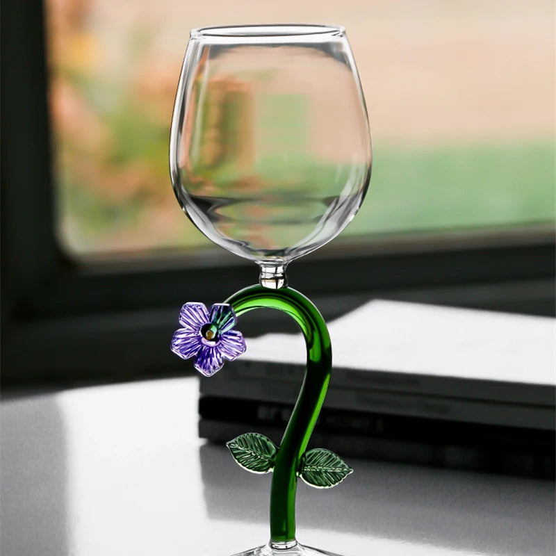 Enchanted Garden Wine Glass Set - Elegant Floral Design Stemware for Red & White Wine - Perfect for Weddings, Parties & Romantic Dinners