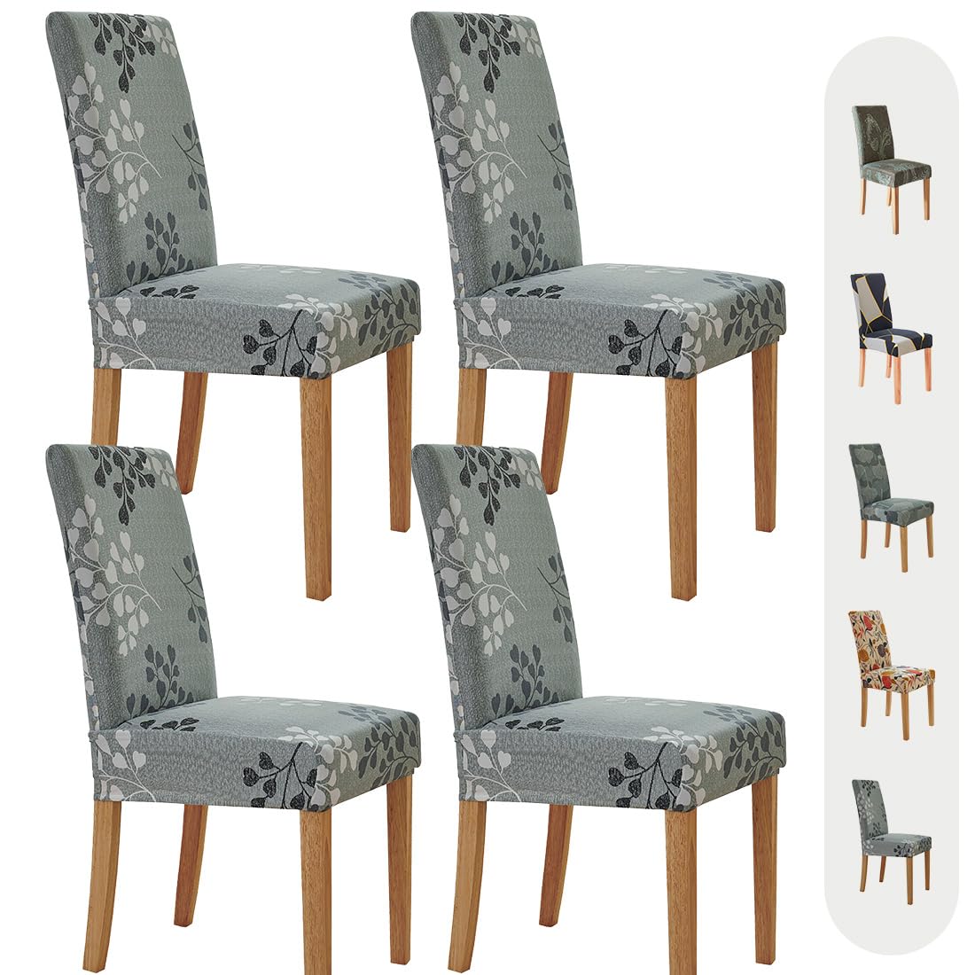 Stretch Dining Chair Covers 4-Pack - Washable Spandex Slipcovers for Home & Party Use