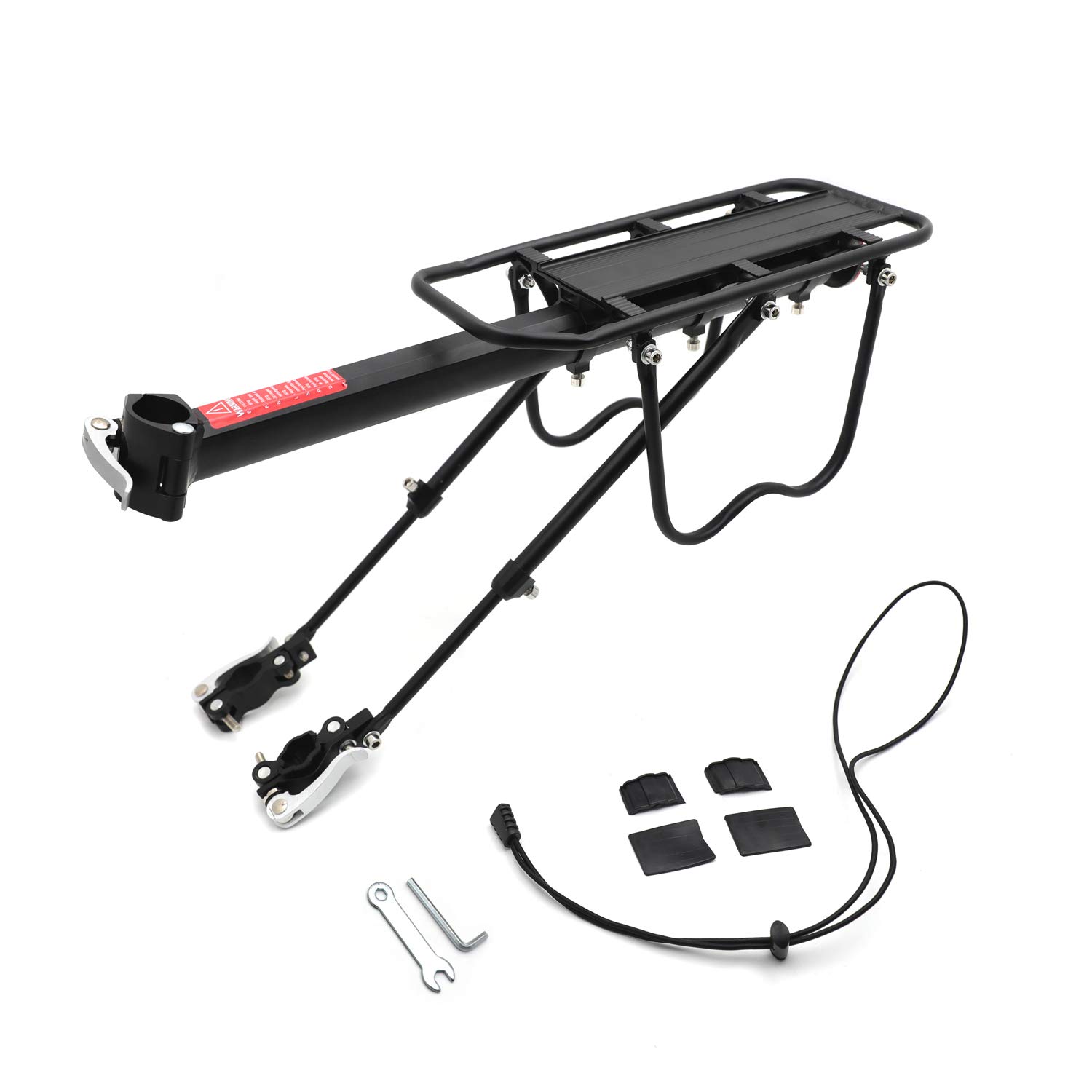 HTTMT Bike Rear Rack - Quick Release Metal Pannier Rack with Fender & Luggage Carrier for Bicycles | Universal Fit for Road & Mountain Bikes | Perfect for Commuting, Touring & Grocery Hauling [P/N: ET-BIKE-RACK002-BK]