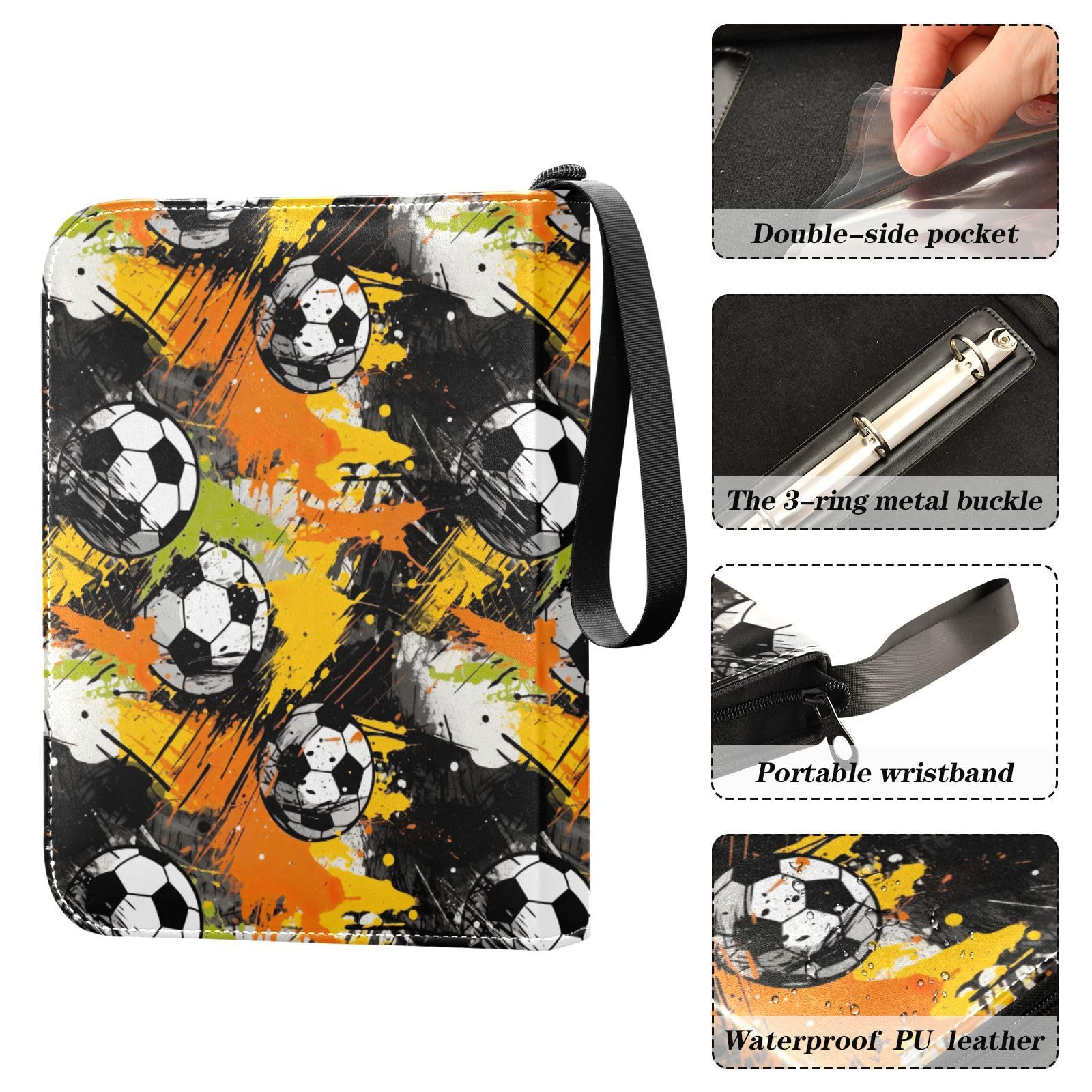 Custom Orange Soccer Football Trading Card Binder - Holds 400 Sports Cards | Personalized Baseball & Soccer Card Album Organizer | Perfect for Collectors & Card Storage