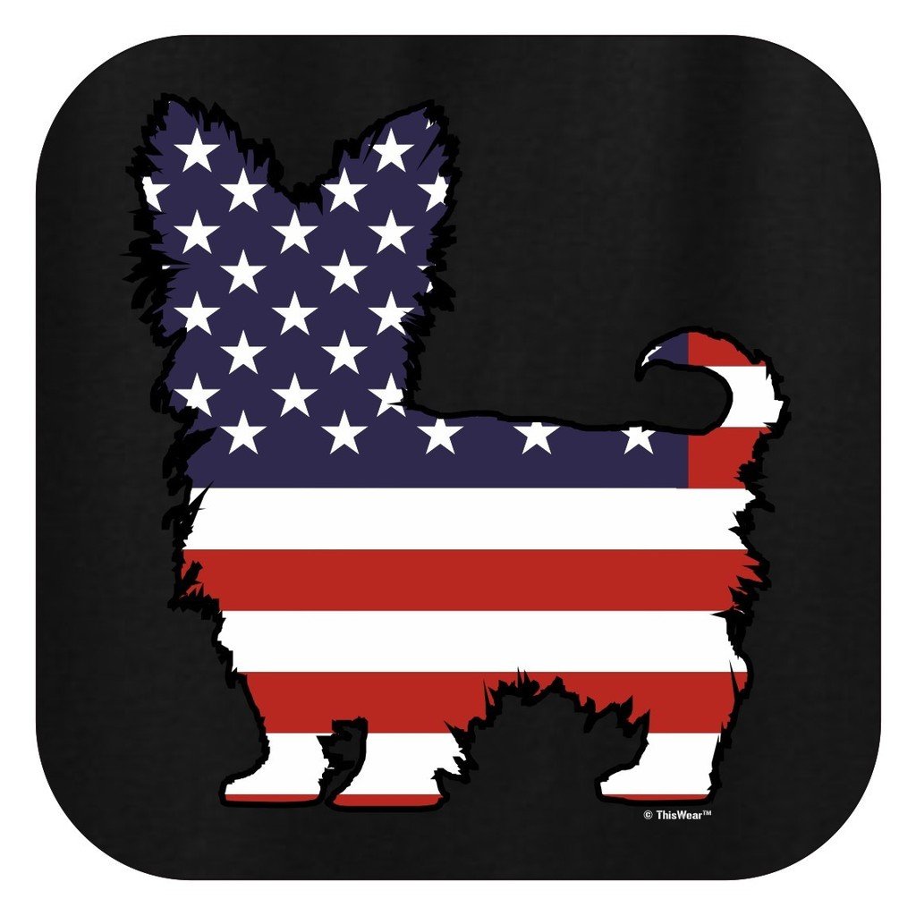 Patriotic Dog Yorkie Yorkshire Terrier American Flag Women's T-Shirt - Cute Casual Tee for 4th of July, Memorial Day & Pet Lovers