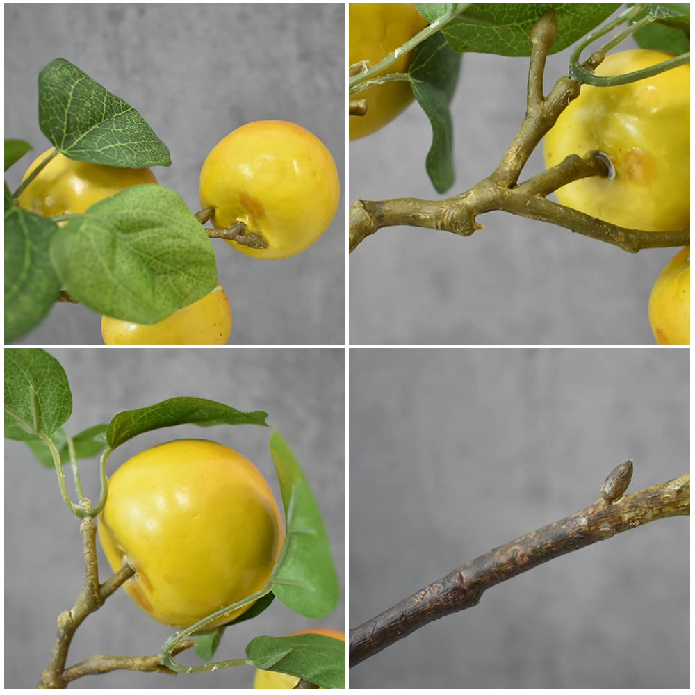 Lifelike Artificial Apple Branches - Highly Realistic Fake Fruit Stems for Vase Filler, Home Decor, Wedding & Party Centerpieces (2 Pack) - Perfect for Farmhouse, Rustic & Modern Interior Design