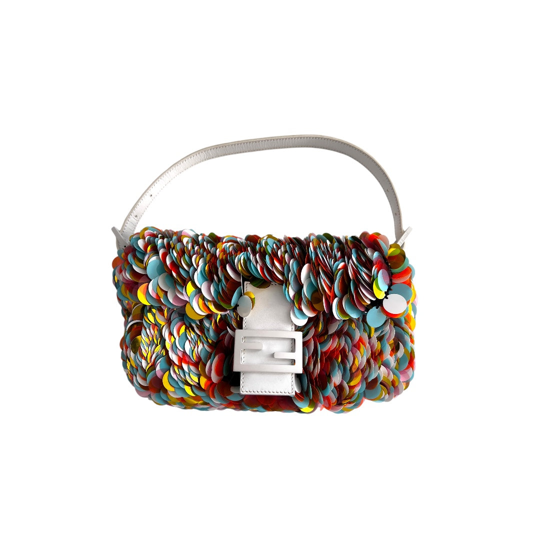 Fendi Multicolor Sequin Baguette Bag - Stylish Shoulder Bag for Women, Perfect for Parties, Weddings & Evening Events
