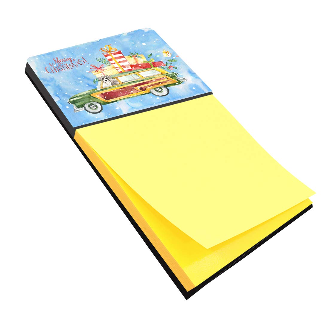 Merry Christmas Schnauzer #2 Sticky Note Holder - Cute Dog-Themed Office Desk Organizer for Holiday Gifts & Home Decor