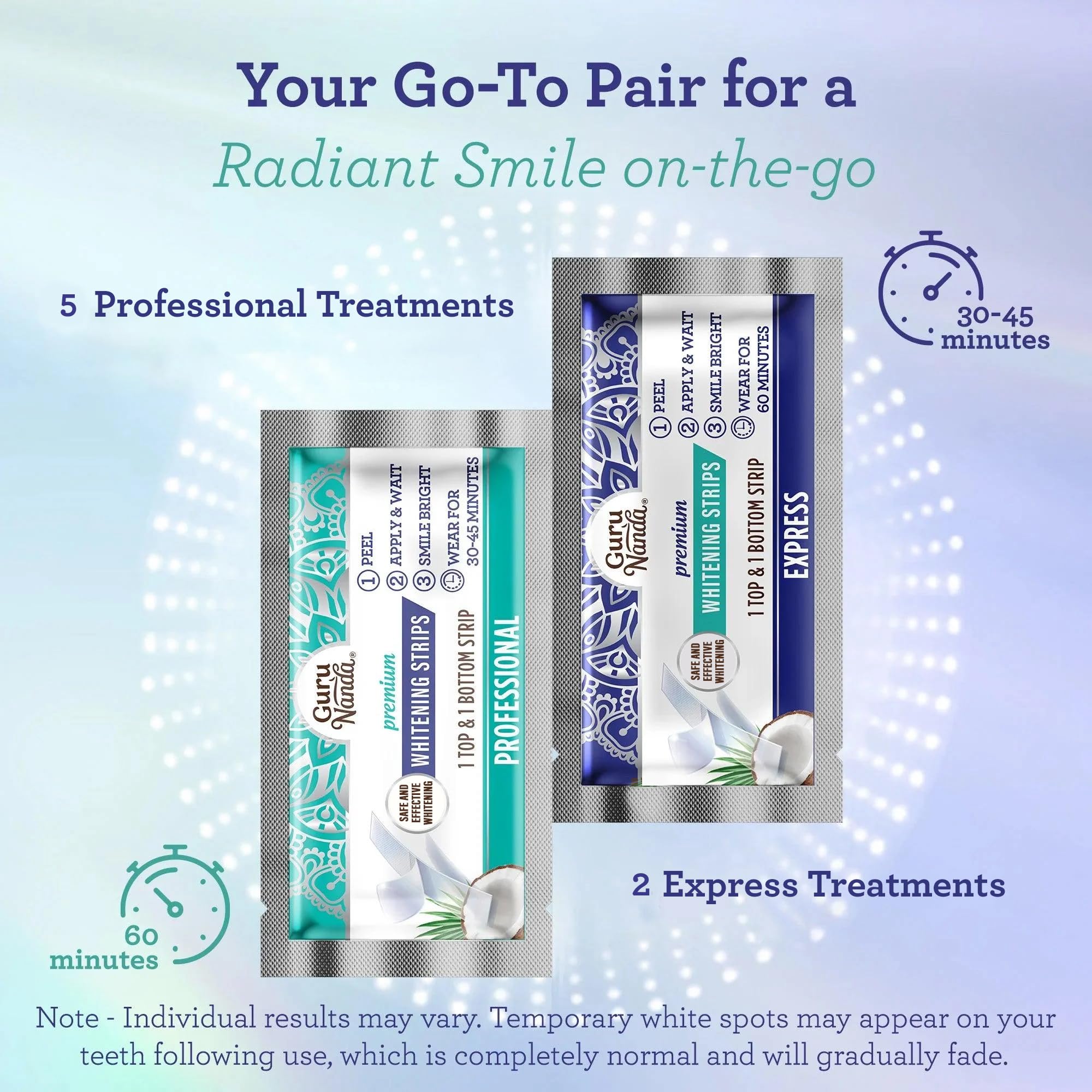 GuruNanda Organic Coconut Oil Teeth Whitening Strips & Oil Pulling Kit - 14 Whitening Strips + 8oz Oil for Whiter Teeth, Fresh Breath & Healthy Gums - Complete Oral Care Solution for Home Use & Travel