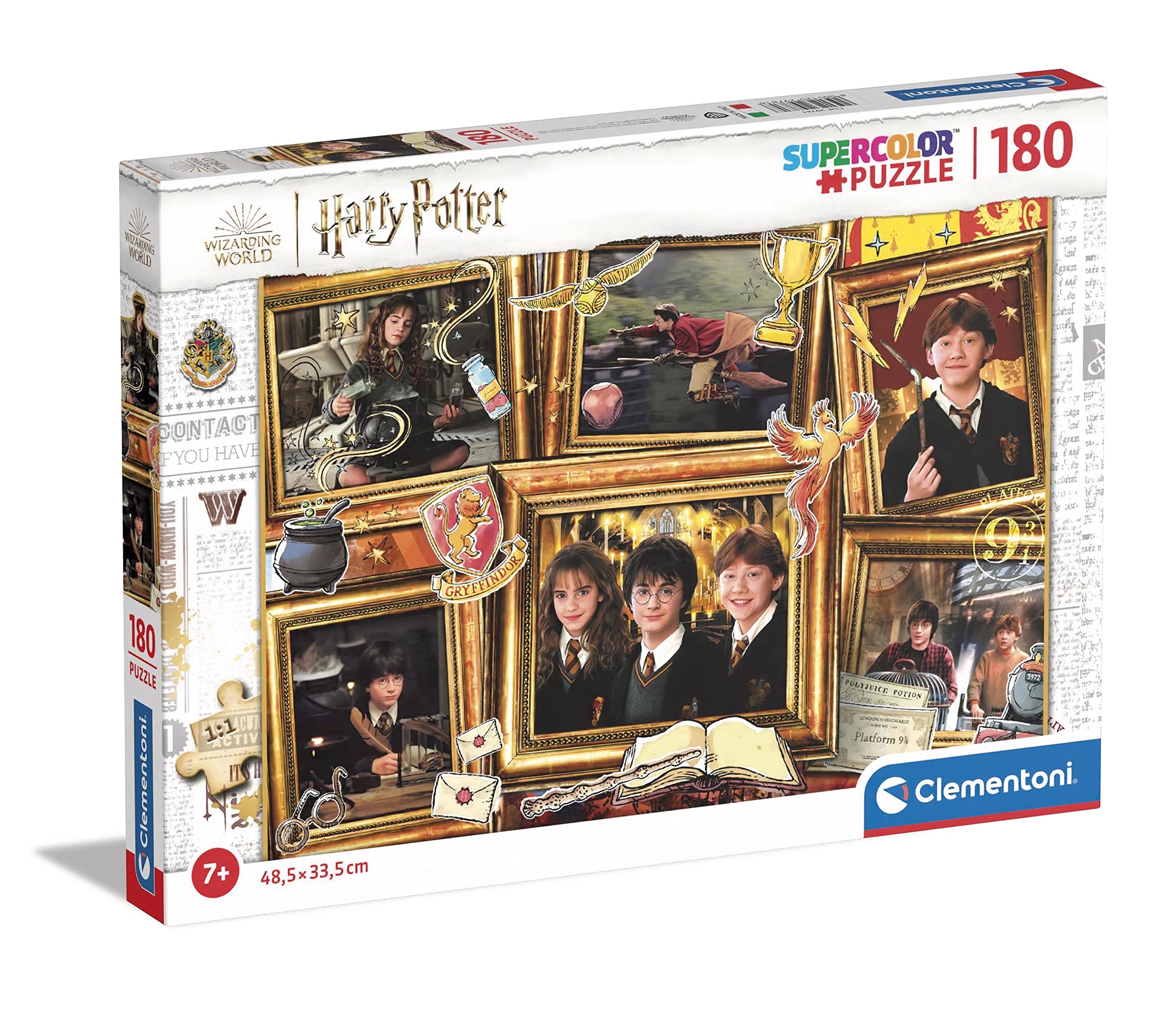 Clementoni Supercolor Puzzle - Harry Potter 180 Piece Puzzle for Kids Age 7, Cartoon Puzzle Made in Italy - Perfect for Family Game Night and Birthday Gifts