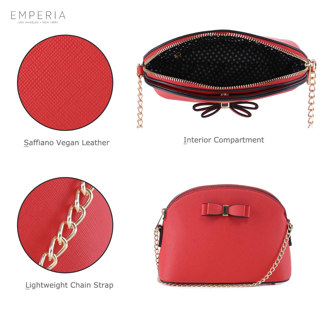 Emperia Small Faux Leather Crossbody Bag for Women - Stylish Dome Shoulder Purse for Daily Use