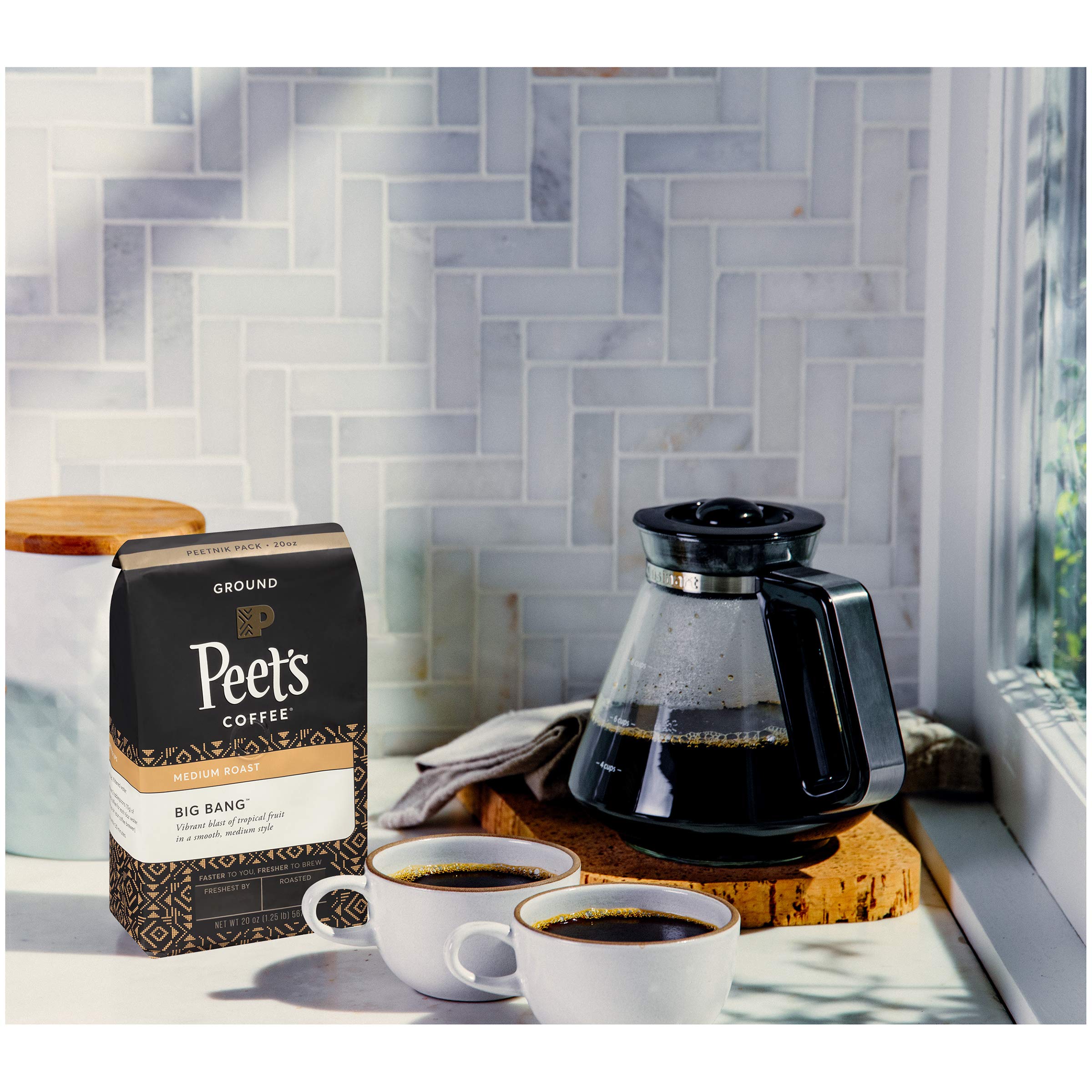 Peet's Coffee Big Bang Medium Roast Ground Coffee - 20oz Peetnik Pack for Home Brewing & Office Use | Rich & Balanced Flavor | Perfect for Drip Coffee Makers & French Press