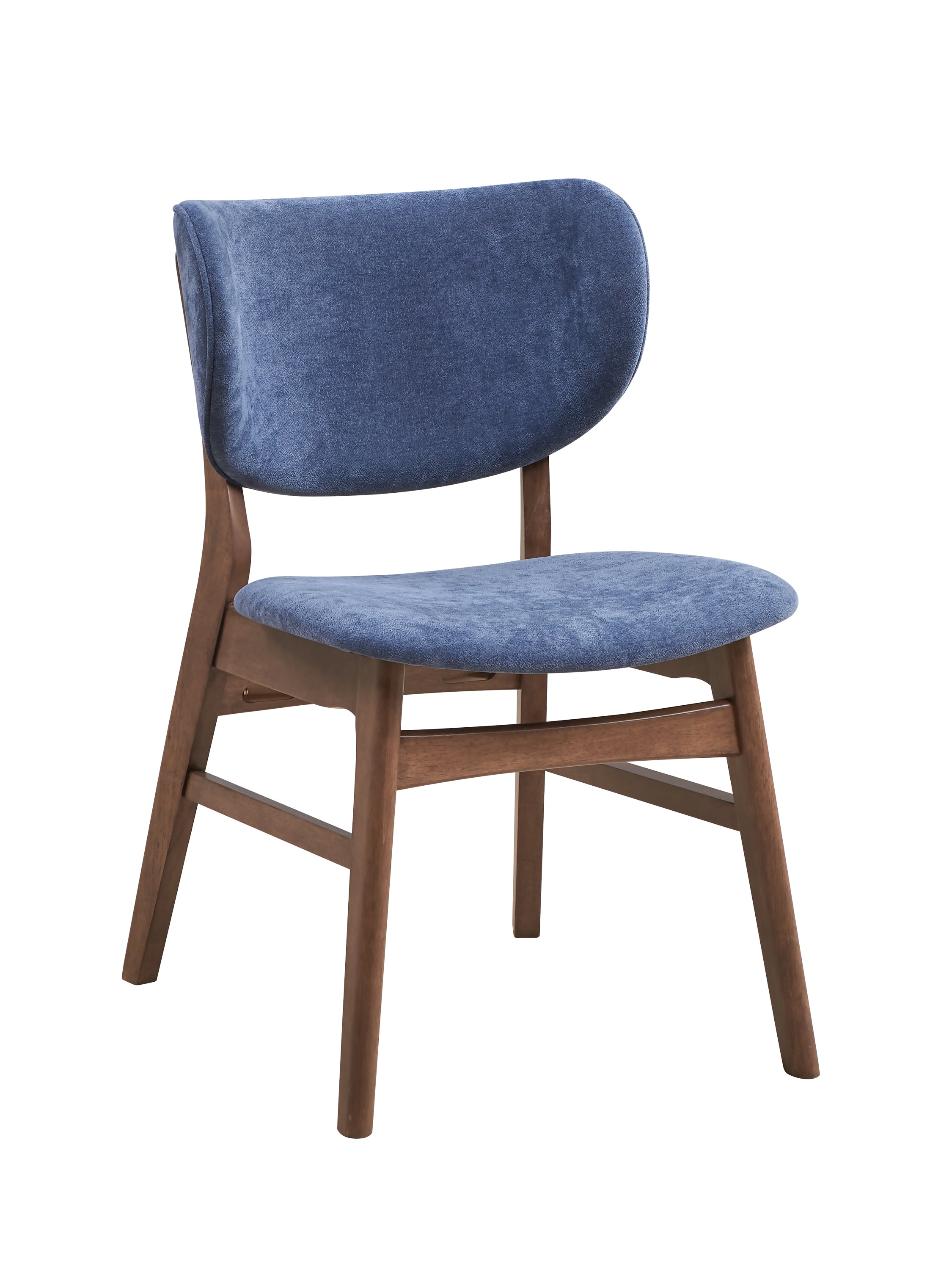 Blue and Walnut Padded Side Chairs (Set of 2) - Comfortable Dining Chairs for Kitchen, Living Room, or Office - Modern Upholstered Accent Chairs with Wooden Legs