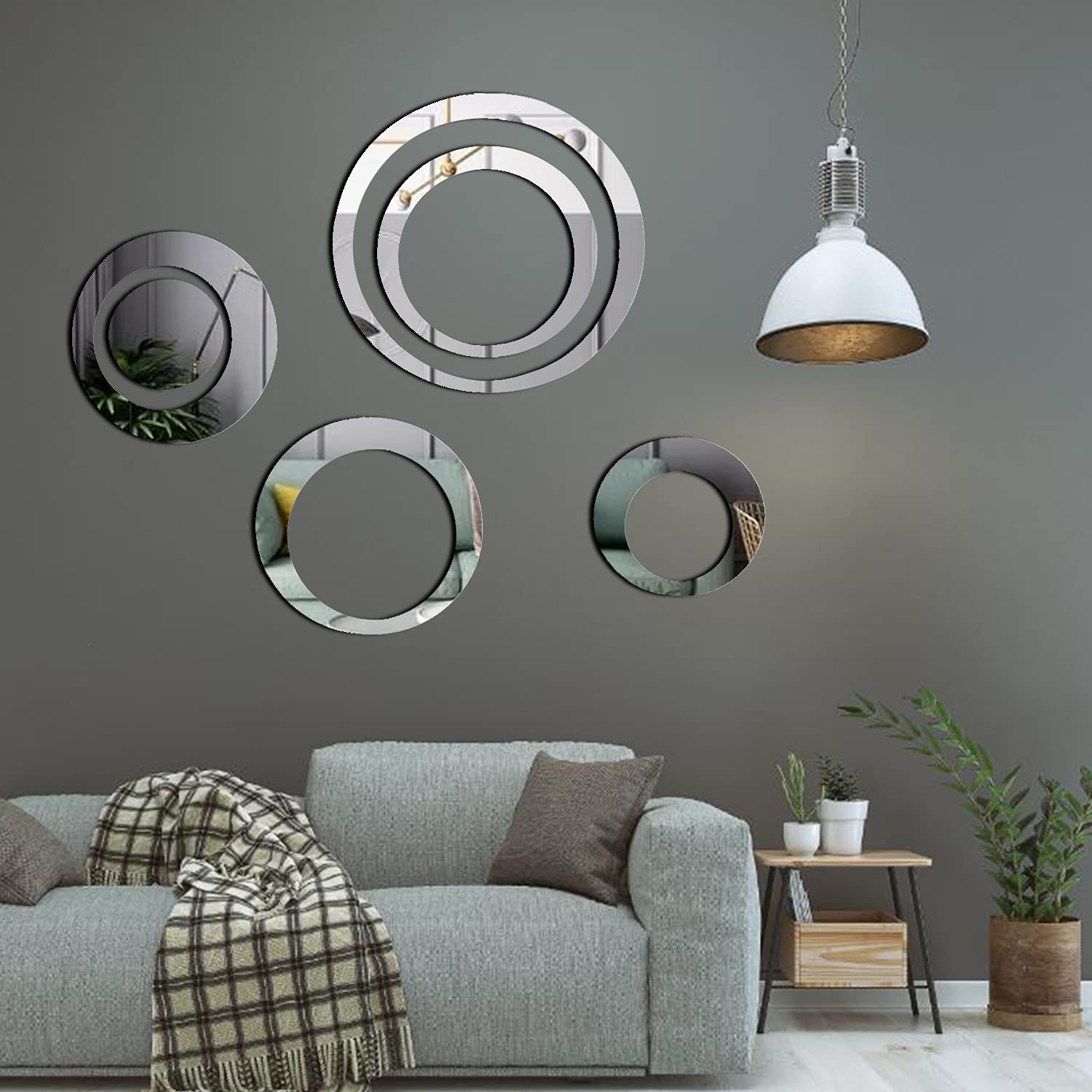 KIMOBER 24PCS Round Silver Acrylic Mirror Wall Stickers - Removable DIY Self-Adhesive Mirror Decals for Home Decor, Bedroom, Bathroom & Living Room Wall Art