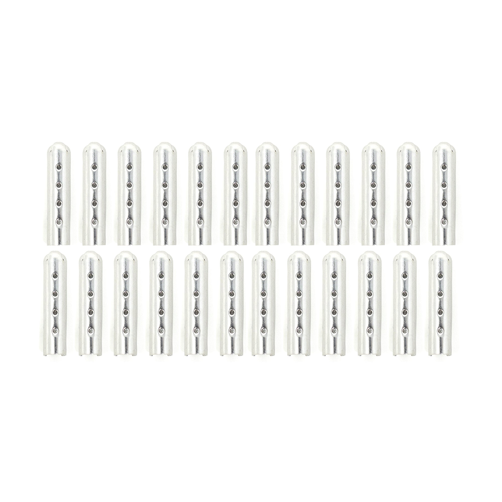 24 Pack Removable Aglets for Shoelaces - Durable Metal Shoelace Tips for Sneakers, Boots & Dress Shoes - DIY Lace Repair & Customization Accessories (Silver)
