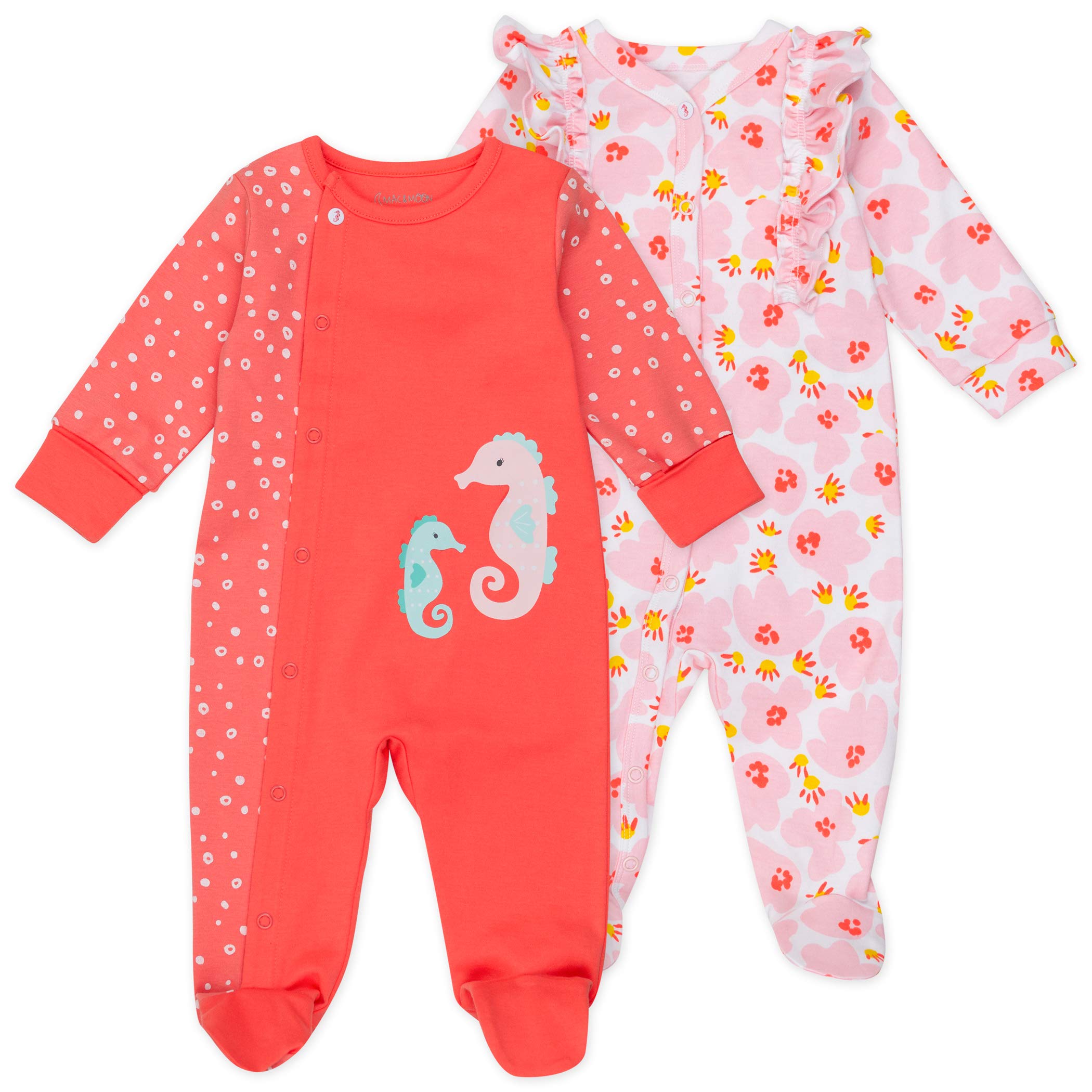 Organic Cotton Sleep and Play Footies for Babies - Soft 2-Pack Sleepers for Newborn & Infants - Cozy Pajamas for Nighttime & Daytime Comfort
