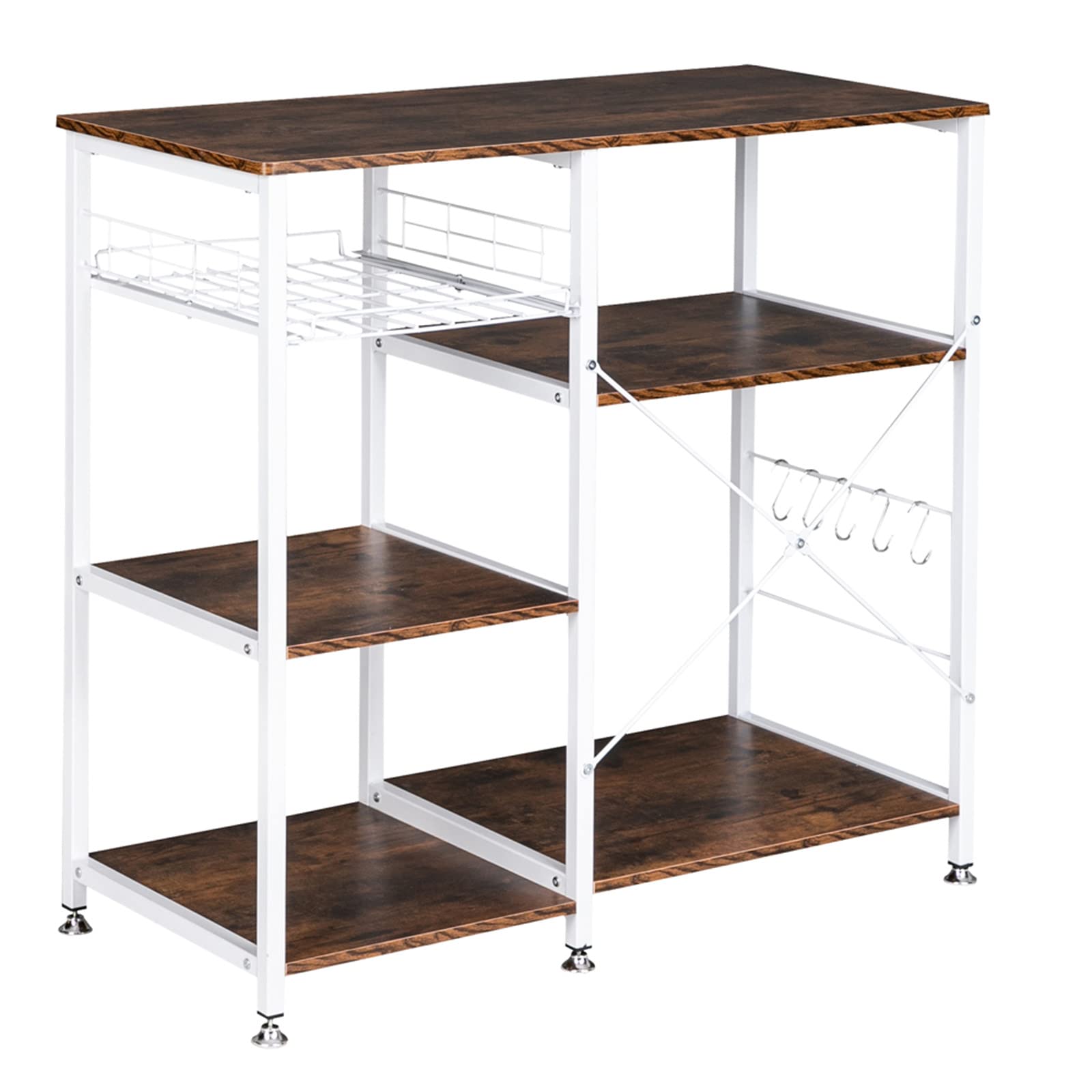 3-Tier Industrial Kitchen Baker's Rack with Microwave Stand - Heavy Duty Storage Cart & Workstation Shelf for Home, Restaurant, Hotel - Perfect for Baking, Cooking & Small Appliance Organization