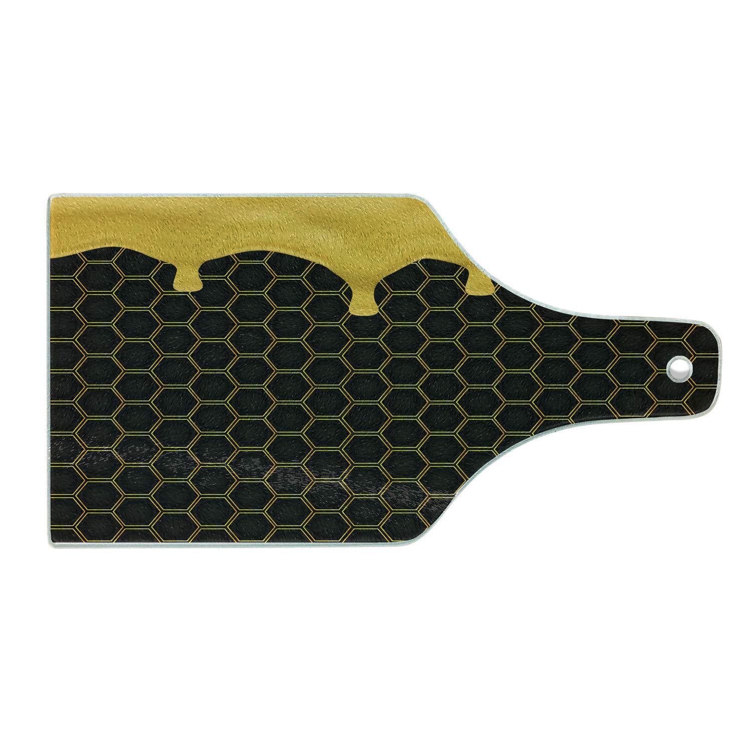 Ambesonne Honeycomb Glass Cutting Board - Wine Bottle Shape for Kitchen & Serving