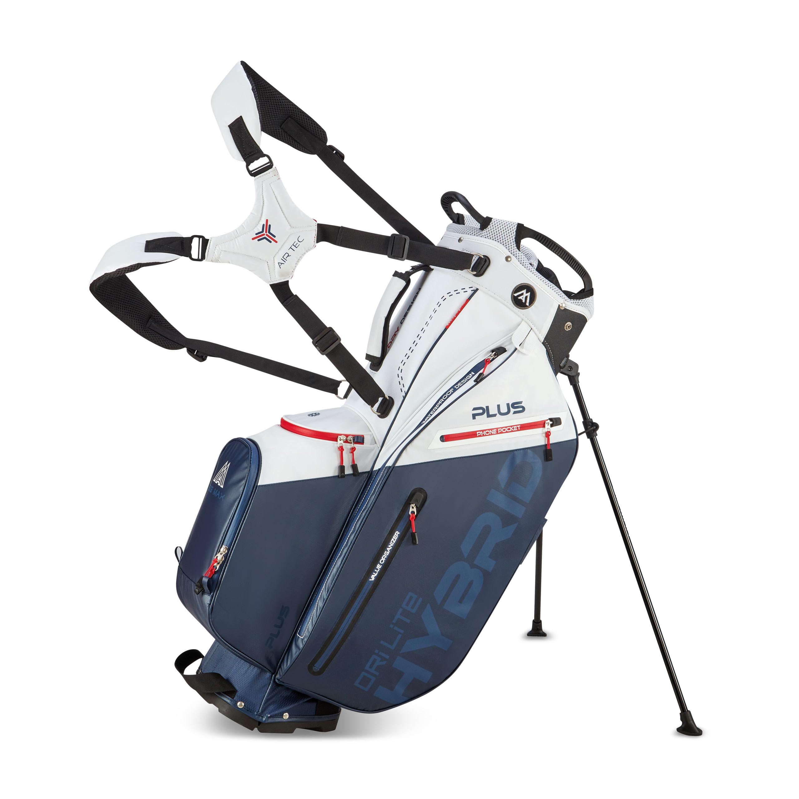 Big Max Dri Lite Hybrid Plus Golf Bag - Lightweight Waterproof Cart Bag with 14-Way Divider, 10 Storage Pockets & Sturdy Leg Locks | Push Cart Compatible | Perfect for Golf Tournaments, Driving Range & Weekend Golf Outings