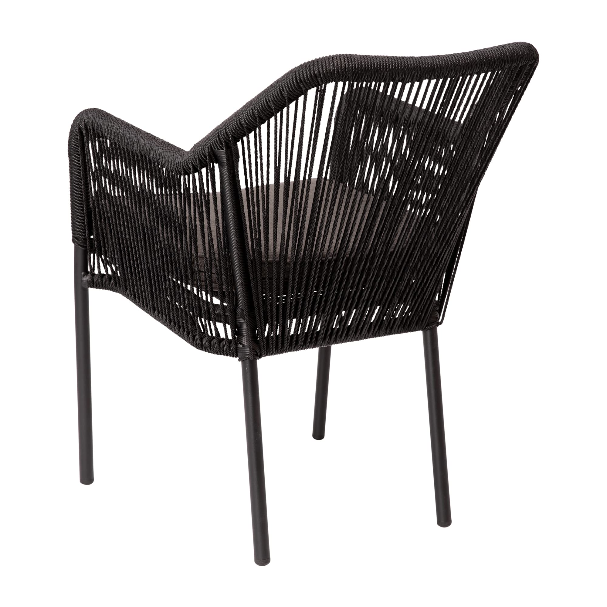 Flash Furniture Kallie Set of 2 Stacking Club Chairs - Indoor/Outdoor UV Resistant Woven Black Seats - Gray Zippered Cushions - Black Aluminum Frame - Perfect for Patio, Poolside & Garden Relaxation