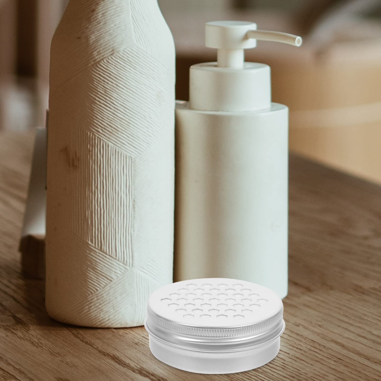 POPETPOP 10pcs 60ml Aluminum Essential Oil Diffuser Tins - Empty Aromatherapy Storage Containers with Hollow Lids, Round Travel Jars for DIY Air Fresheners, Candles & Sample Storage | Perfect for Home, Office & On-the-Go Use