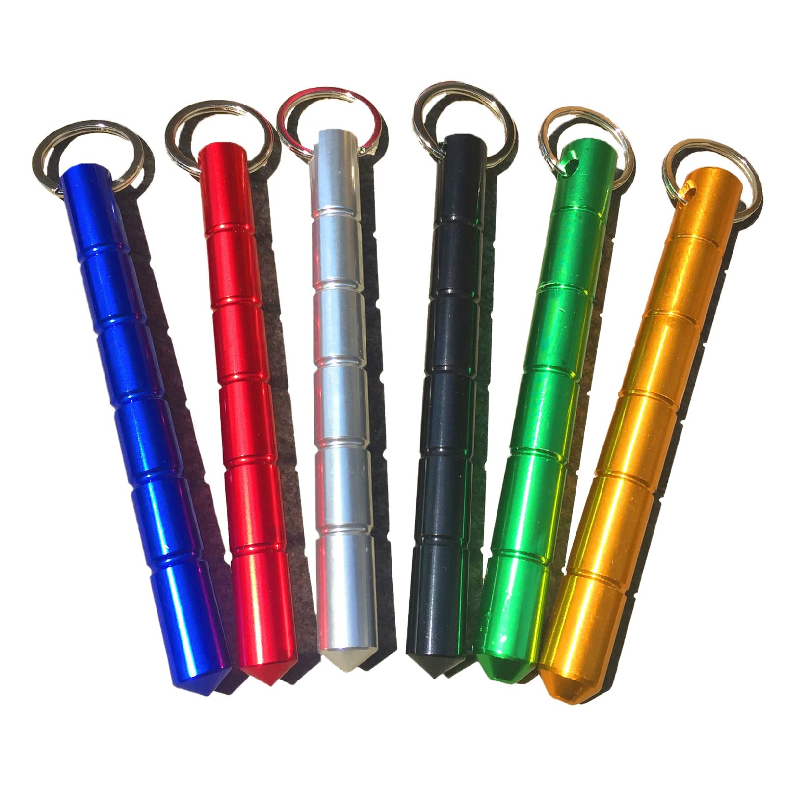 Tactical Keychain Baton - 6 Pack Personal Safety Tool with Metal Glass Breaker, Solid Aluminum Construction & Key Ring - Perfect for Self Defense, Emergency Situations & Outdoor Activities - Great Gift for Men & Women