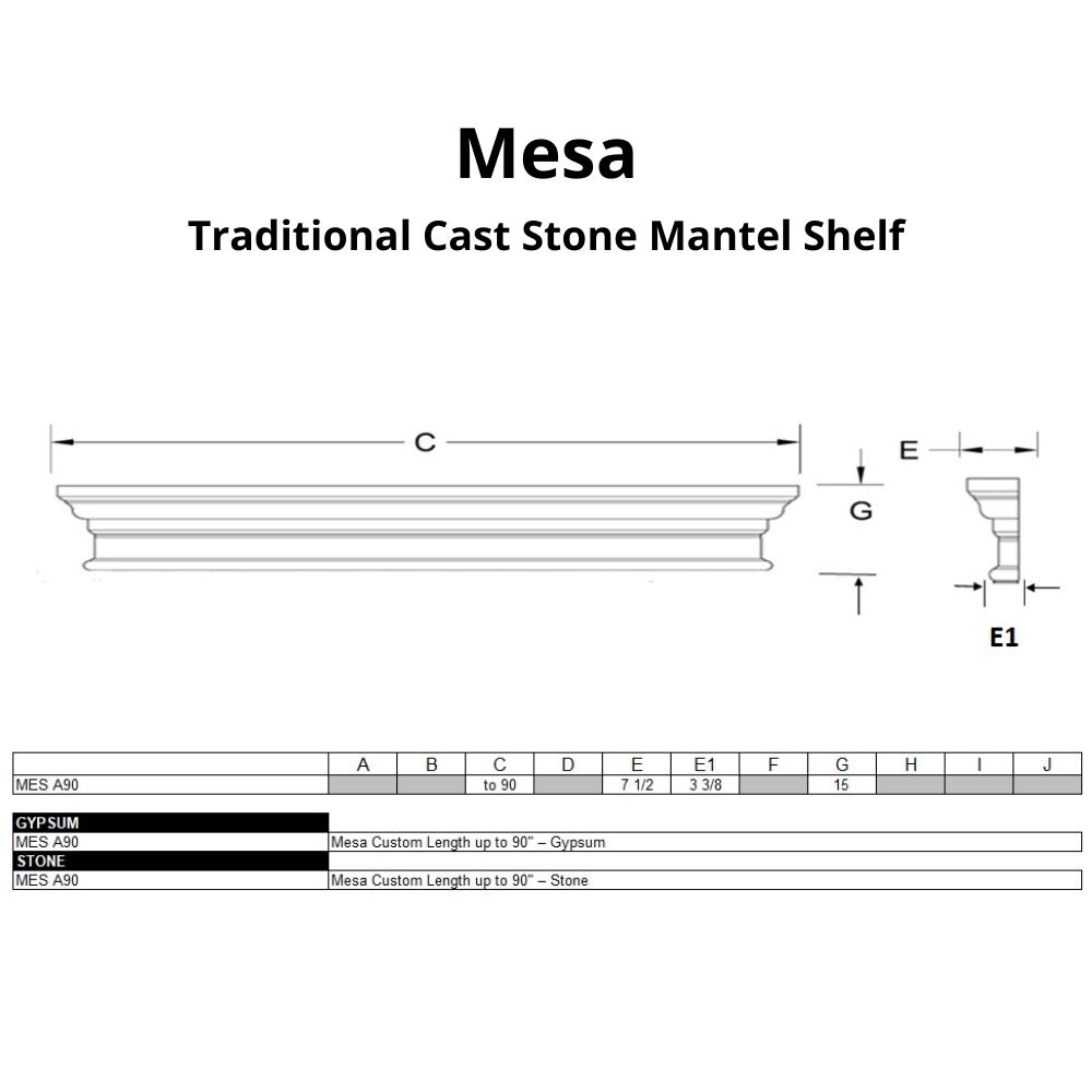Traditional Cast Stone Fireplace Mantel Shelf - Handcrafted Rustic Wood Beam Look for Living Room, Bedroom & Home Decor