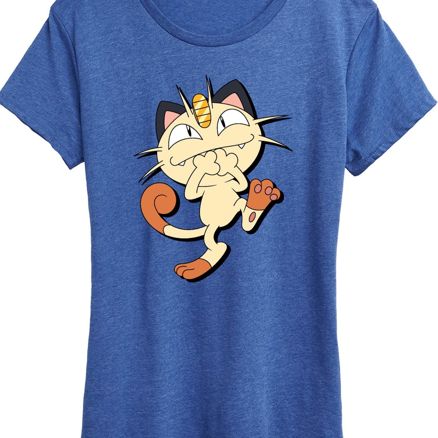 HYBRID APPAREL Women's Pokémon Meowth Shadow Graphic T-Shirt - Short Sleeve Casual Tee for Anime Fans, Gaming Enthusiasts & Cosplay Outfits