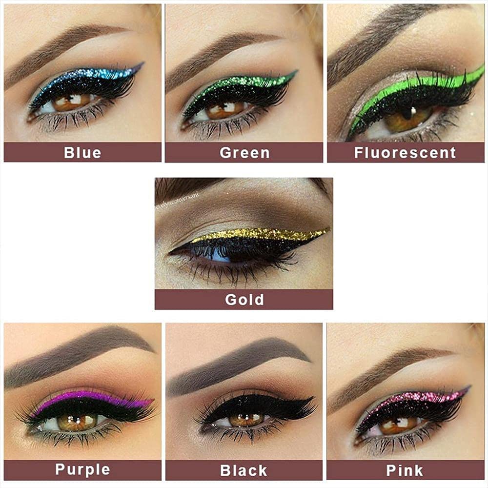 4-Pair Reusable Glitter Eyeliner & Eyelash Stickers - 7 Waterproof Colors, Shiny Makeup Stickers for Women & Girls | Easy to Apply & Remove | Perfect for Parties, Cosplay & Daily Makeup Looks