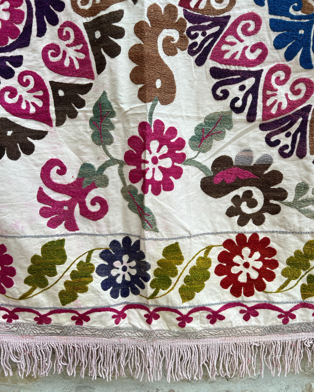 Extra Large Suzani 05 - Handmade Bohemian Cotton Throw Blanket for Bed, Sofa & Home Decor - Perfect for Bohemian Style Bedrooms, Living Rooms and Cozy Nights