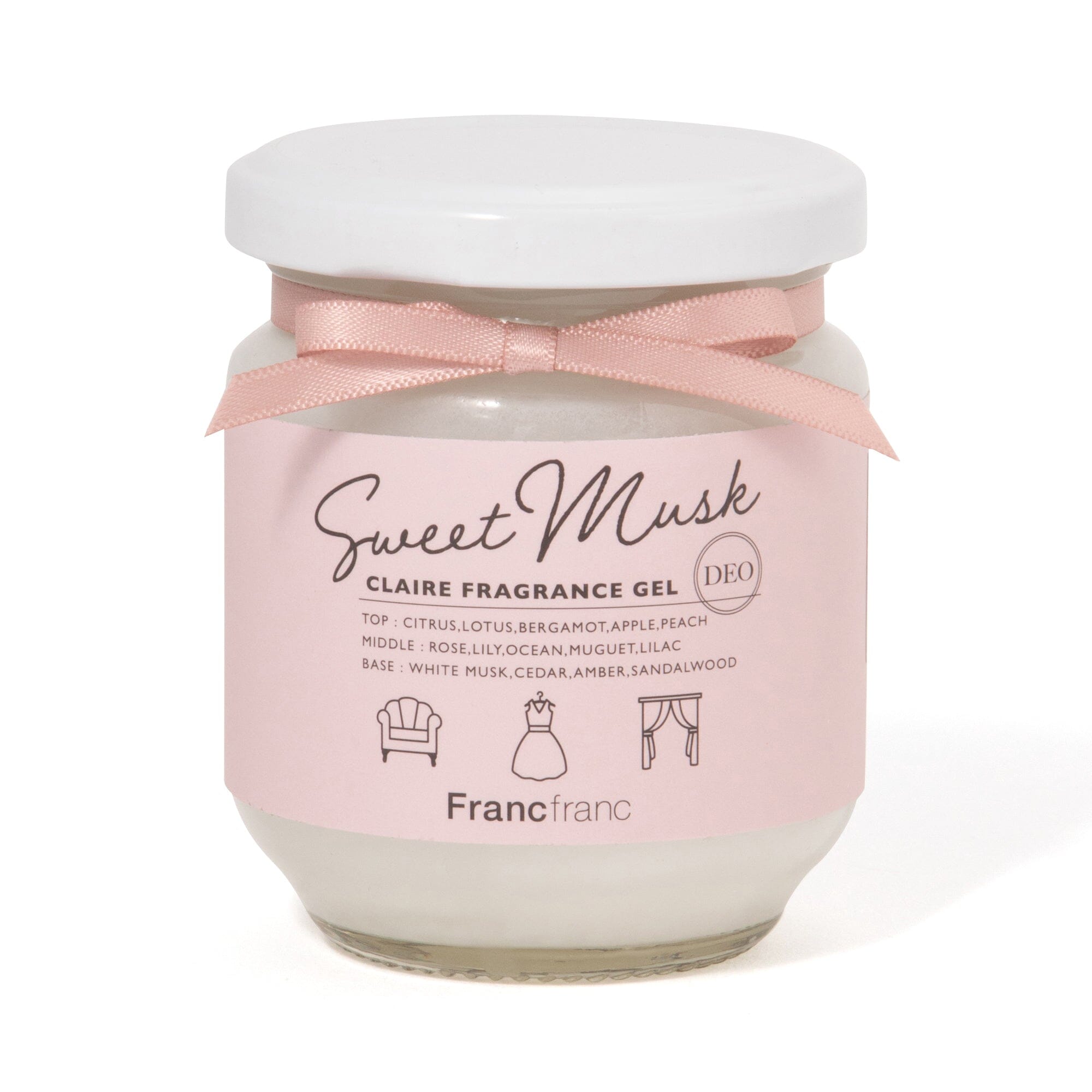 Claire Sweet Musk Deodorizing Fragrance Gel - Pink Scented Air Freshener for Home, Bathroom, Car & Office