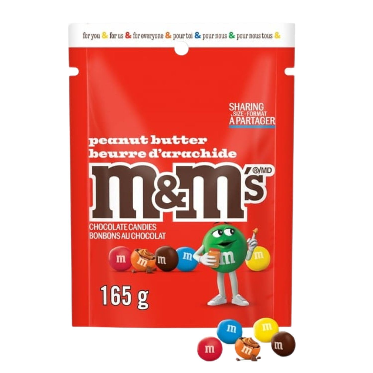 Peanut Butter M&M's Milk Chocolate Candies - 5.8oz (165g) Sharing Size Bag | Bulk Candy for Parties, Halloween Treats & Office Snacks | Includes Ice Pack for Fresh Delivery | Shipped from Canada