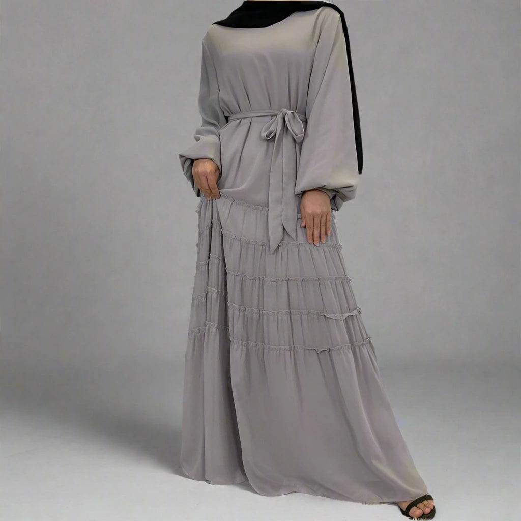 Elegant Chiffon Loose Abaya Dress for Muslim Women - Modest Islamic Prayer Dress for Home, Mosque & Special Occasions
