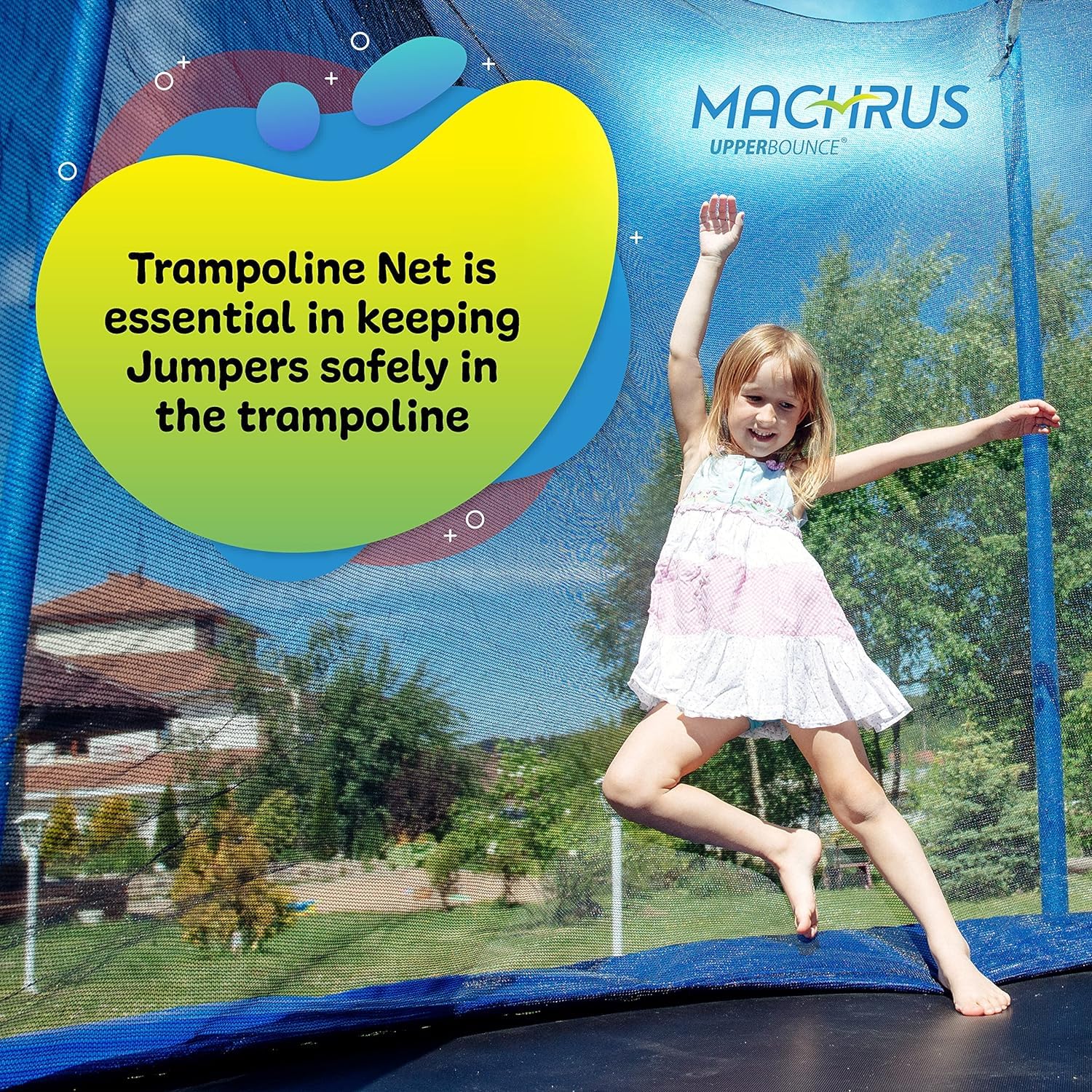 Upper Bounce Universal Trampoline Safety Net for Round Frames - Durable Replacement Netting Fits Most Trampoline Brands - Perfect for Backyard Play, Exercise & Outdoor Family Fun