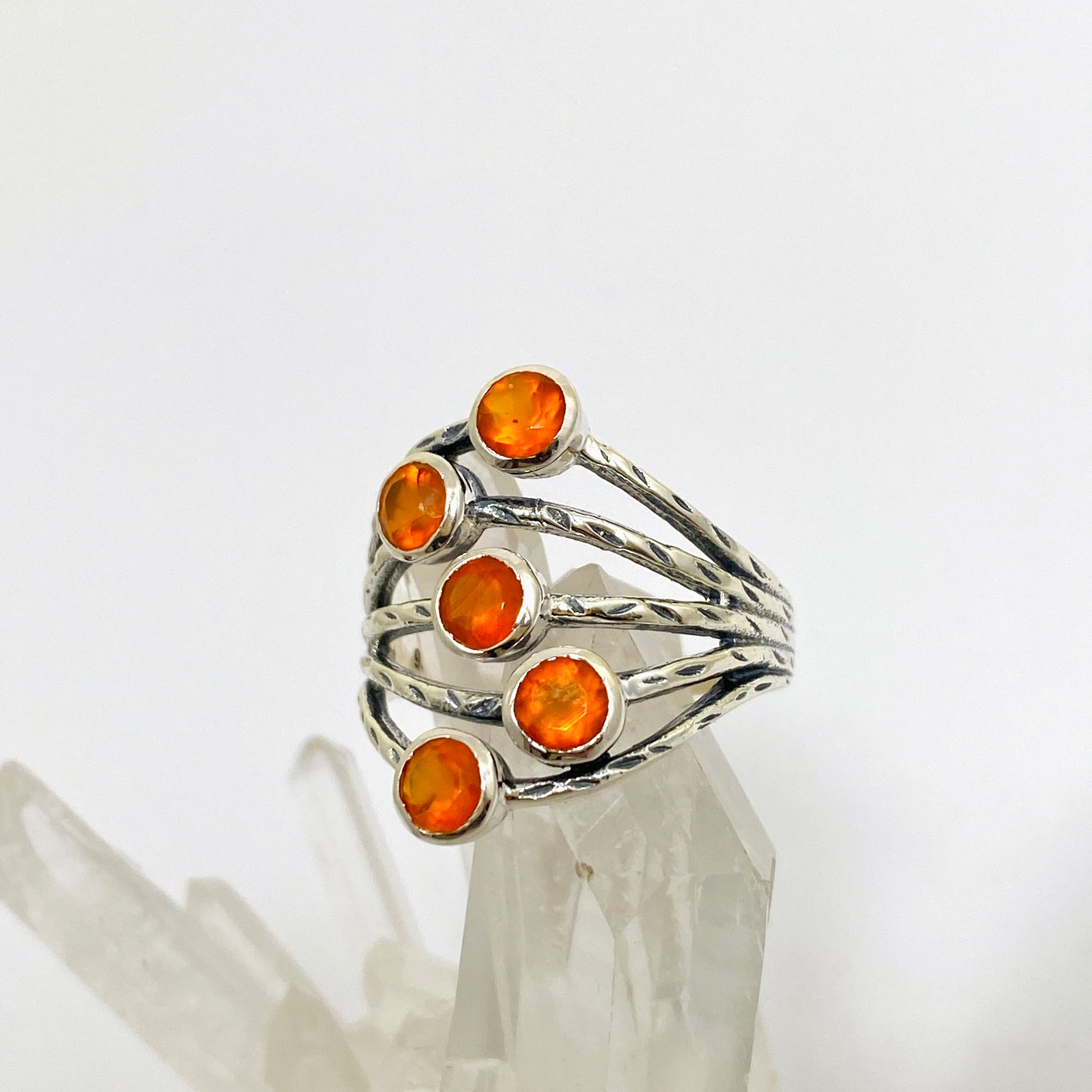 Natural Carnelian Multi-Stone Faceted Gemstone Ring for Women - Handmade Bohemian Jewelry R3875 | Perfect for Boho Chic Outfits, Spiritual Healing & Gift Giving