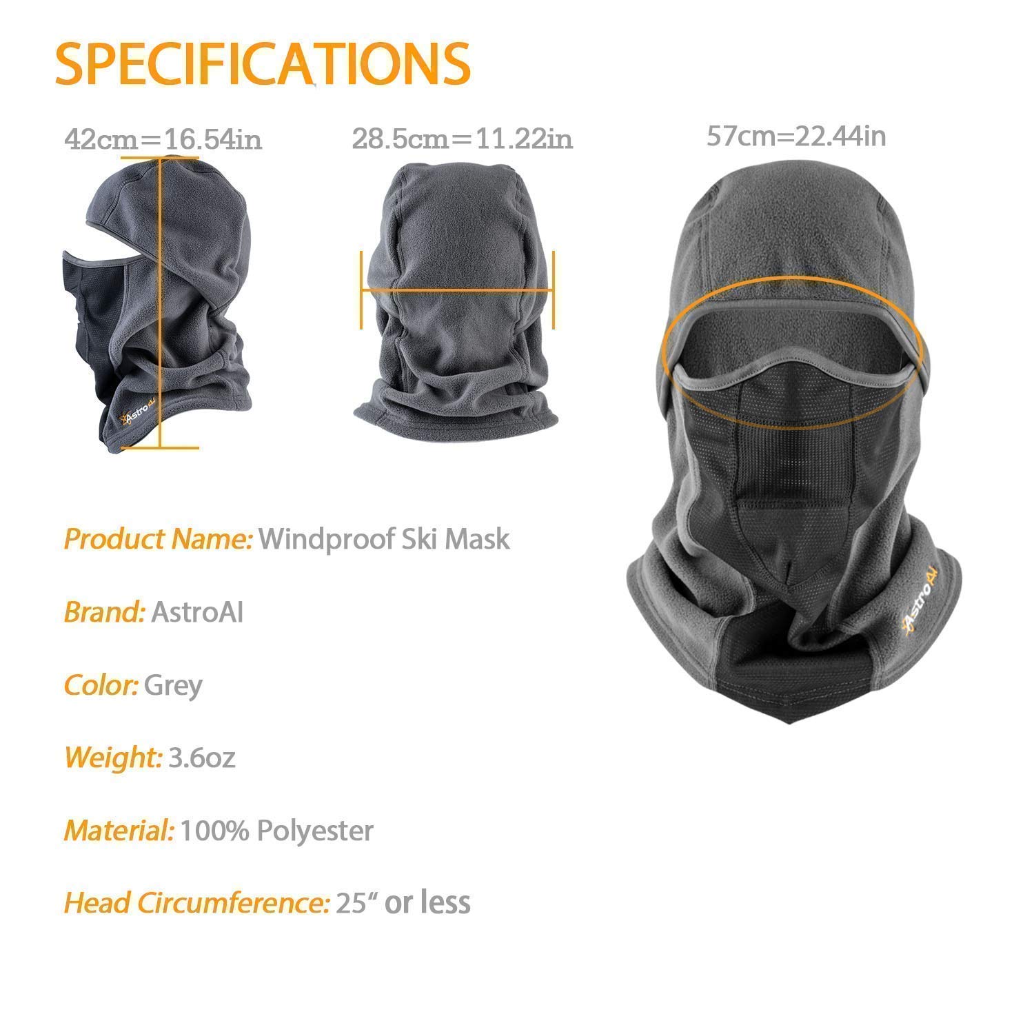 AstroAI Ski Mask Balaclava - Windproof & Breathable Cold Weather Face Cover for Men & Women | Superfine Polar Fleece (Gray + Navy Blue Bundle) | Perfect for Skiing, Snowboarding, Motorcycling & Winter Outdoor Activities