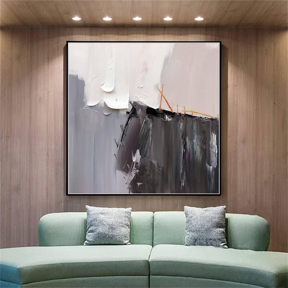 100% Hand-Painted Original Oil Painting - Modern Abstract Pink Flower Artwork 40x40 Inches, Frameless Canvas Wall Decor for Living Room, Bedroom & Office | Modern Minimalist Home Decor