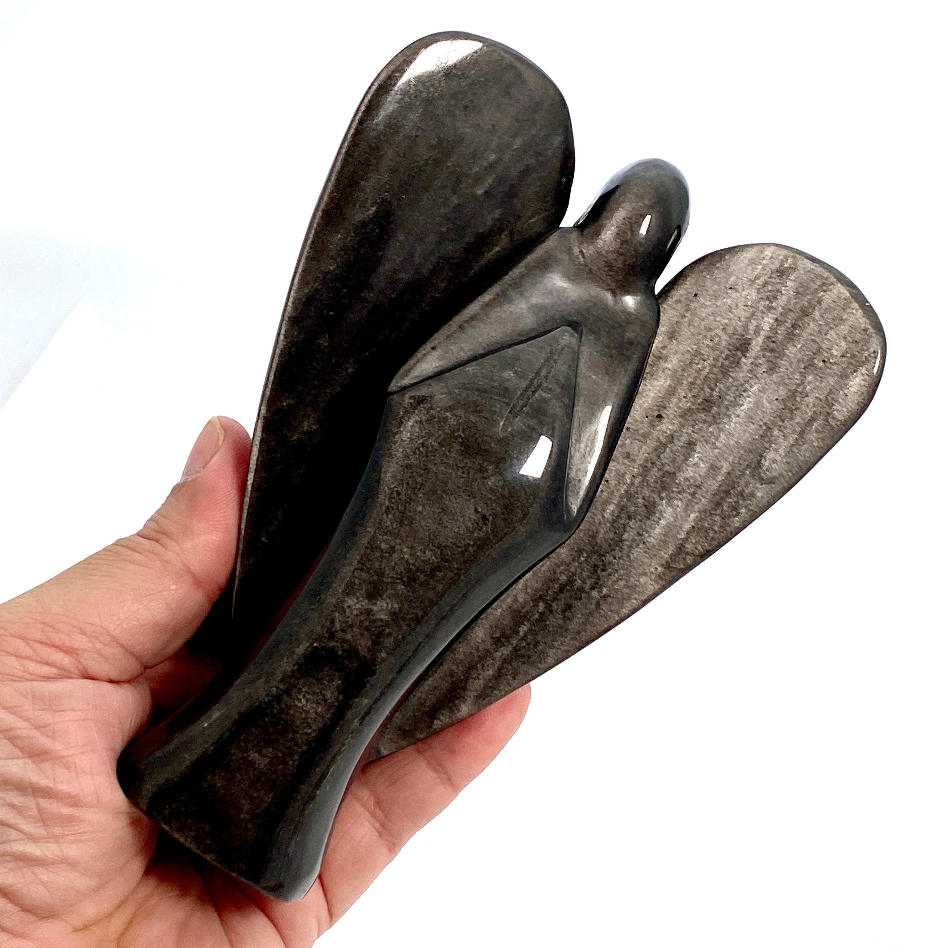 Silversheen Obsidian Angel Large SOA 01 - Elegant Crystal Figurine for Home Decor, Gift & Spiritual Healing